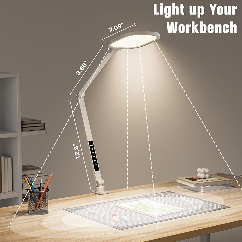 LED Desk Lamp for Home Office with Clamp — White Variation