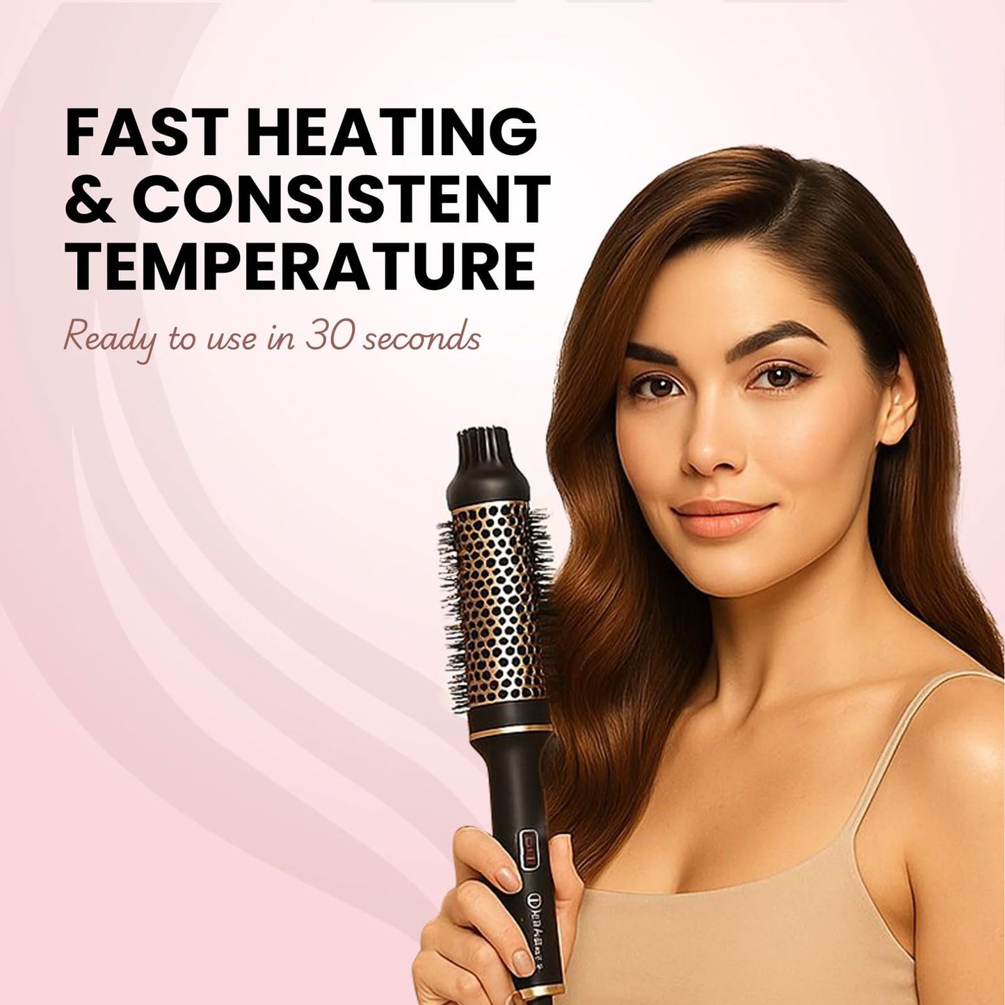 Thermal Styling Brush - Lunarahair, Lunara Thermal Styling Brush, Lunara Hair 3-In-1thermal Round Curling Brush, Gentle Ceramic Heat, Instantly Adds Volume, Shine & Bounce(2PC-Black)