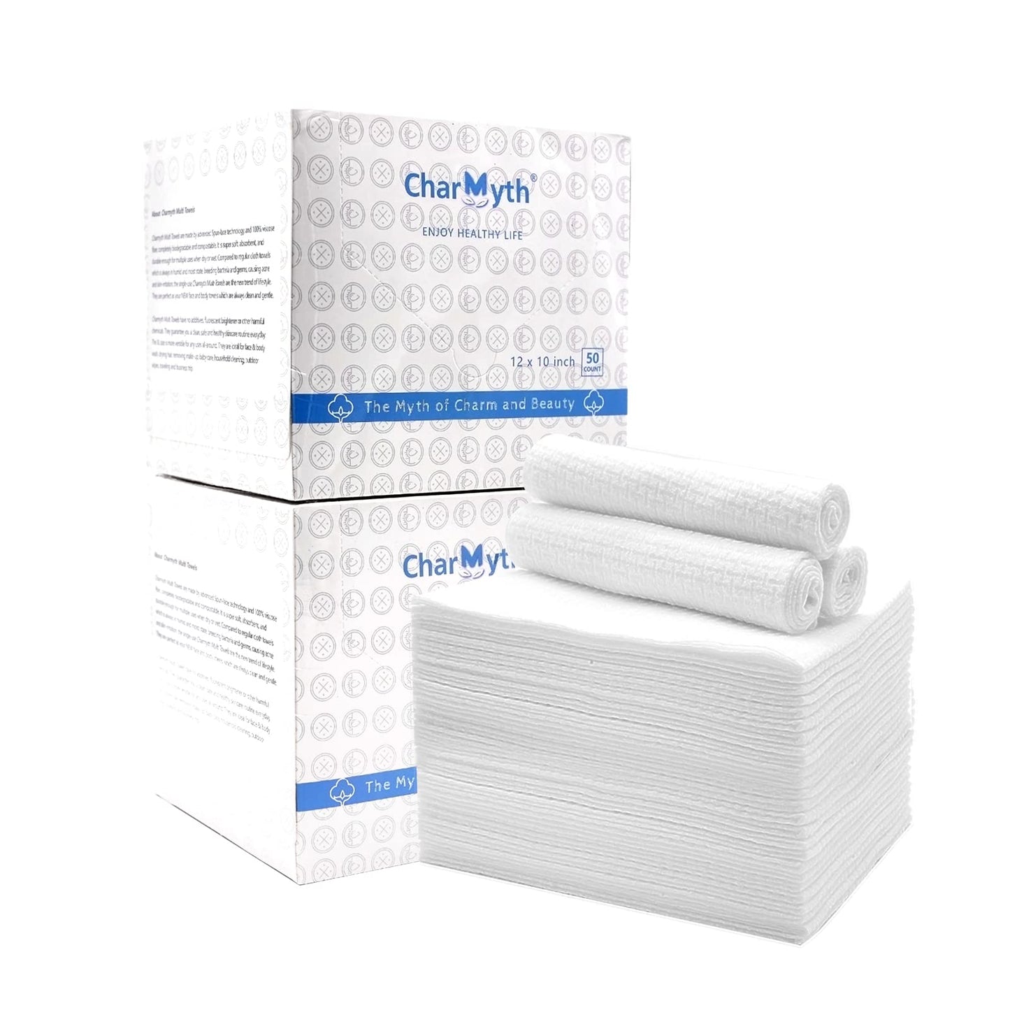 Charmyth Disposable Face Towels XL 100 Count - Extra Thick Soft Makeup Remover Wipes for Sensitive Skin Degradable Facial Cleansing Towels