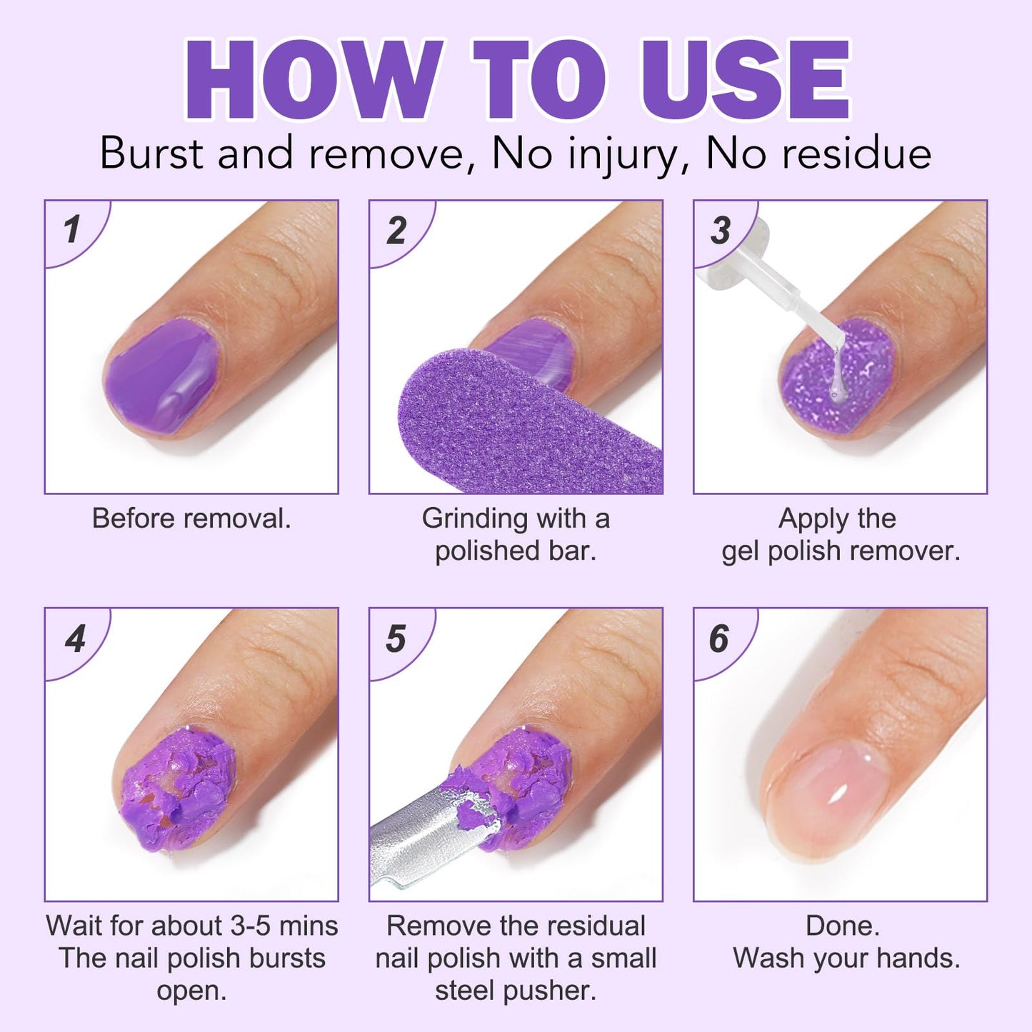 Gel Nail Polish Remover, Gel Polish Remover Kit - Quickily and Easily Removes Gel Nail Polish at Home in 2-5 Mins - No Need for Foil, Soaking or Wrapping,15ml