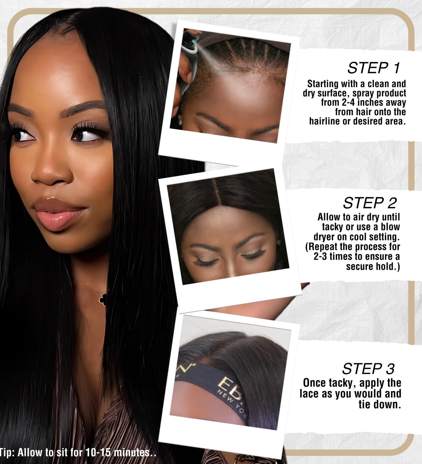 EBIN Wonder Lace Bond Spray Wig Adhesive Supreme 2.7 oz by EBIN NEW YORK — Strong Hold, Sweat Resistant, Clear Finish— Lace Front Wig Spray Glue with Precision Nozzle for Seamless Application (1 Pack)
