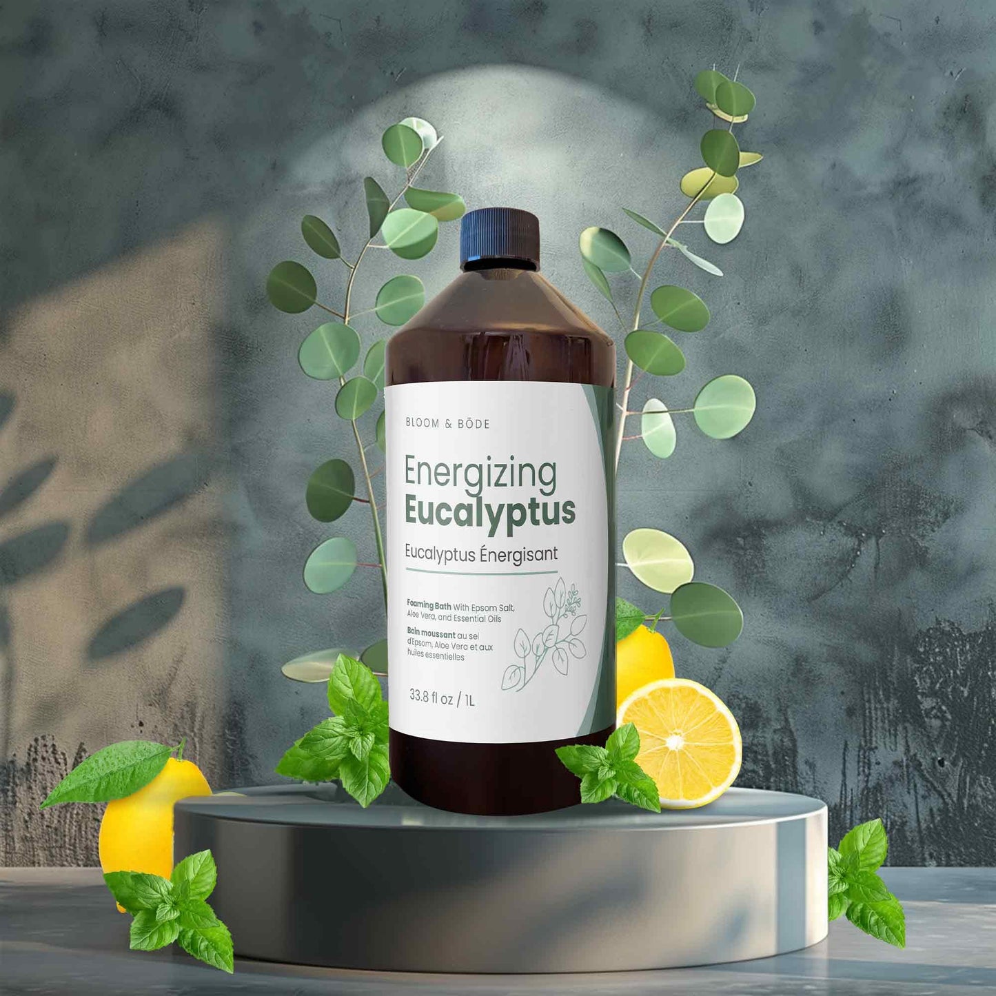 Luxury Foaming Bath - Natural Scented Bubble Bath with Essential Oils and Epsom Salt - Energizing Eucalyptus Scent, 33.8 fl oz / 1L