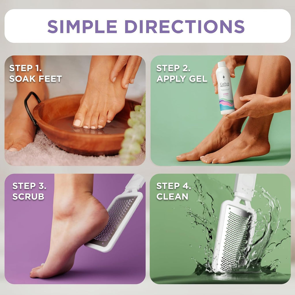 Lee Beauty Professional Callus Remover for Feet - Original, Powerful Formulation - Extra Strength Gel, Home Pedicure Foot Spa Results - Cracked & Dead Dry Skin Supplies - 8 Oz