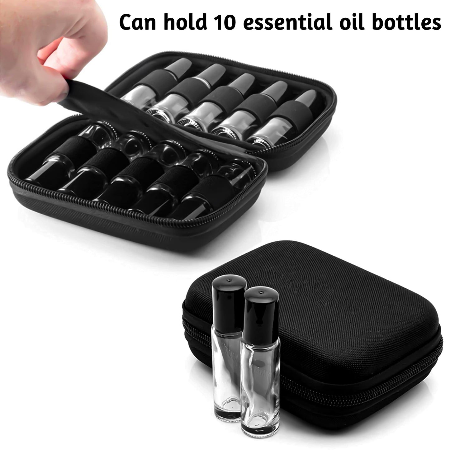 BLLREMIPSUR Essential Oil Carrying Case Holds 10 Bottles (5/10/15ml), Hard Shell Roller Bottles Storage Bag, Travel Portable Essential Oils Bottles Organizer