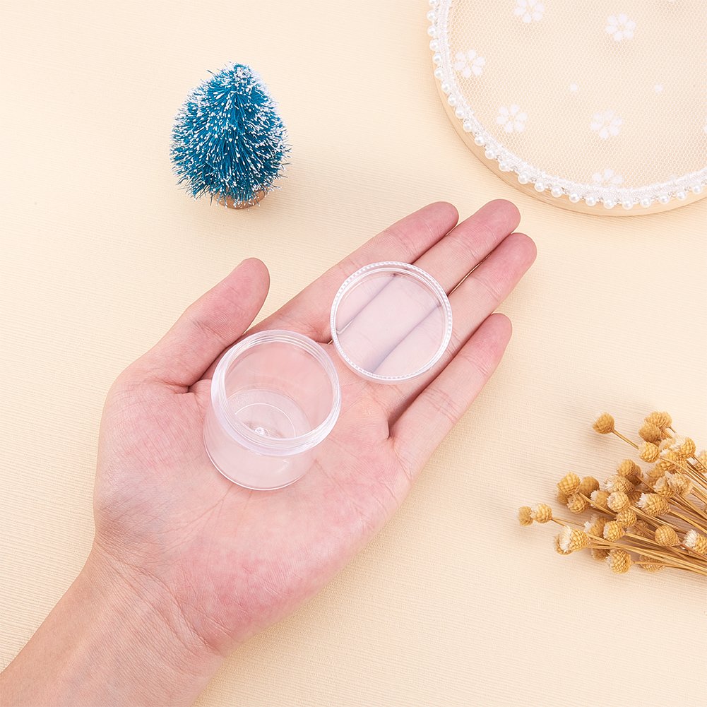 BENECREAT 24 Pack 40ml Clear Bead Jar Empty Plastic Storage Container 1.5x2inch with Rounded Screw-Top Lids for Beads, Nail Art, Glitter, Make Up, Cosmetics and Travel Cream