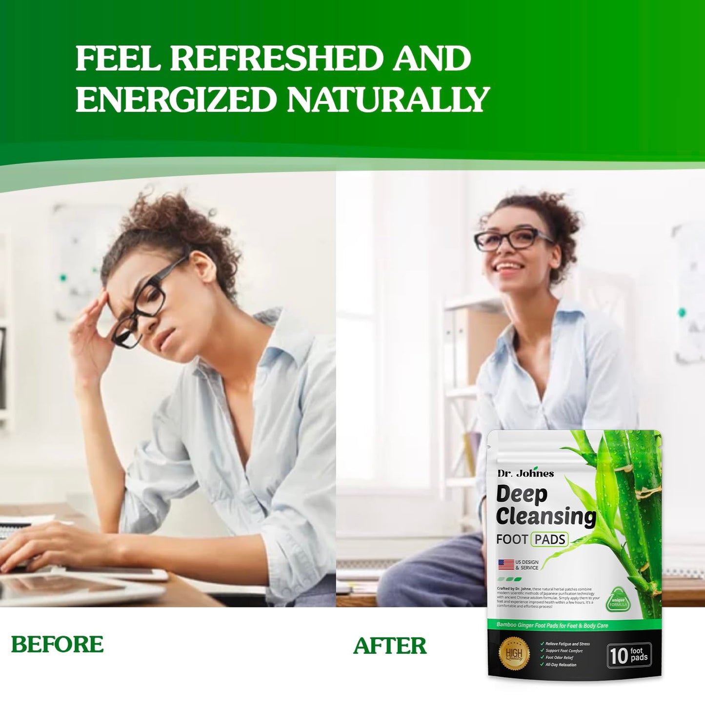 Deep Cleansing Premium Foot Pads: Natural Ginger and Bamboo Foot Care Patch (White)