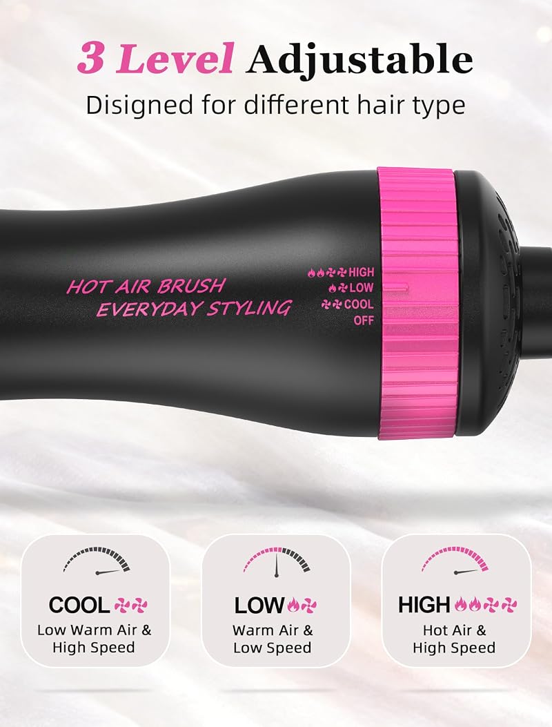 Travel Hair Dryer Brush 2-Inch Oval, Dual Voltage - Black & Pink (Variation: Black&Pink)