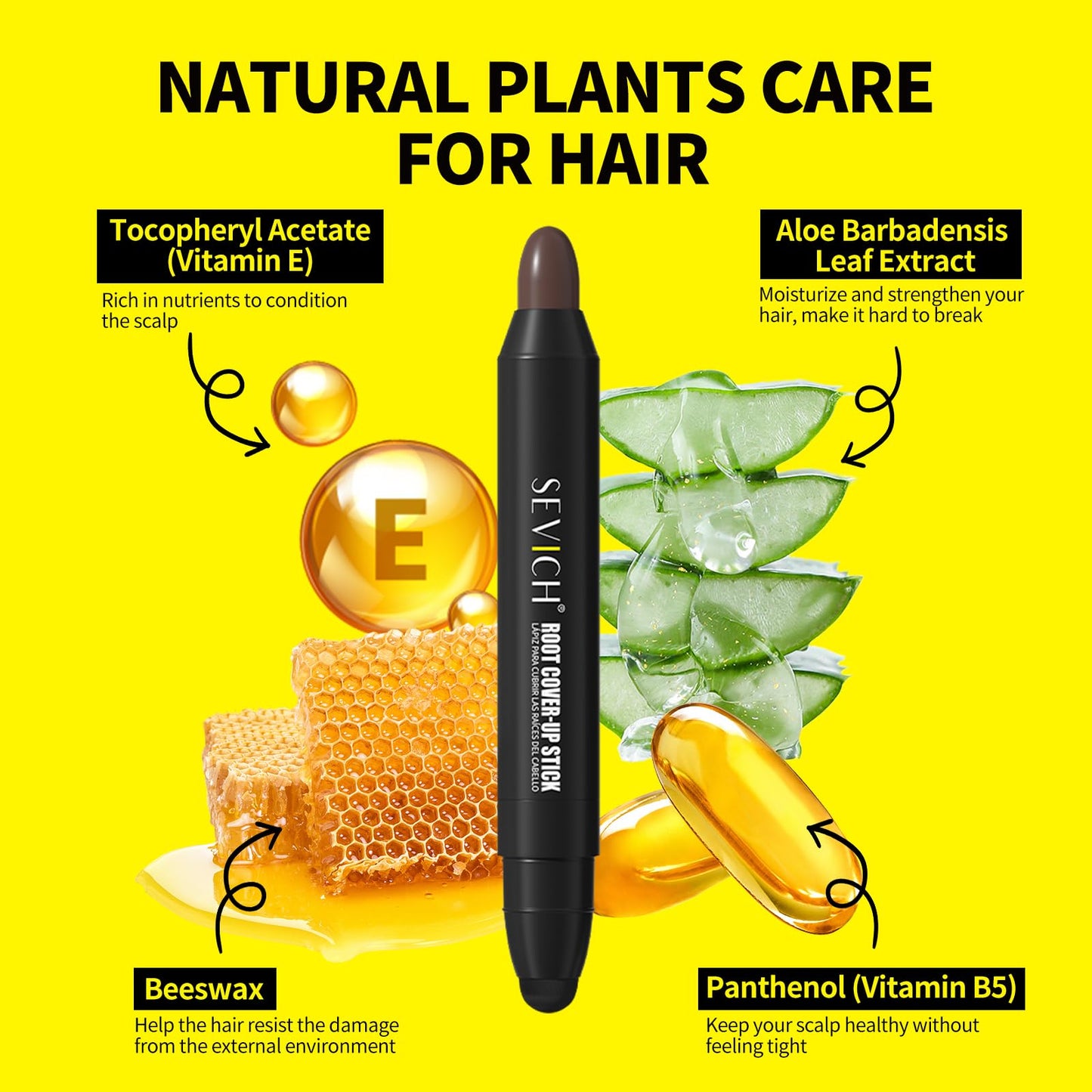 Sevich Root Cover Up Stick - Instant Grey Hair Coverage Touch Up, Root Touch Up Hair Color, Natural Concealer for Hairline, Roots & Sides for Women & Men, Plant-based,48H Makeup Lasting,Dark Brown