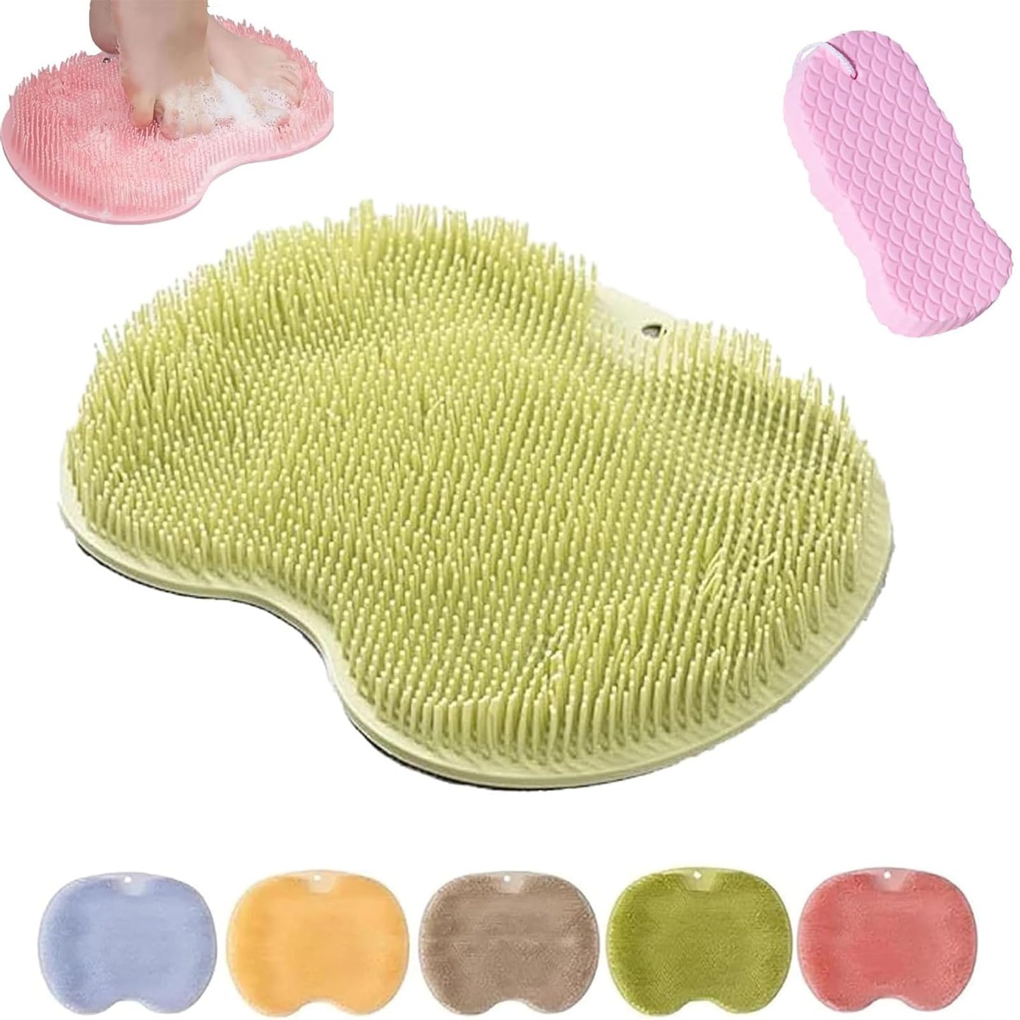 Solespa Hands Free Silicone Foot Scrubber Mat, Solespa Foot Scrubber, for Clean Men and Women with Suction Cup(Green)
