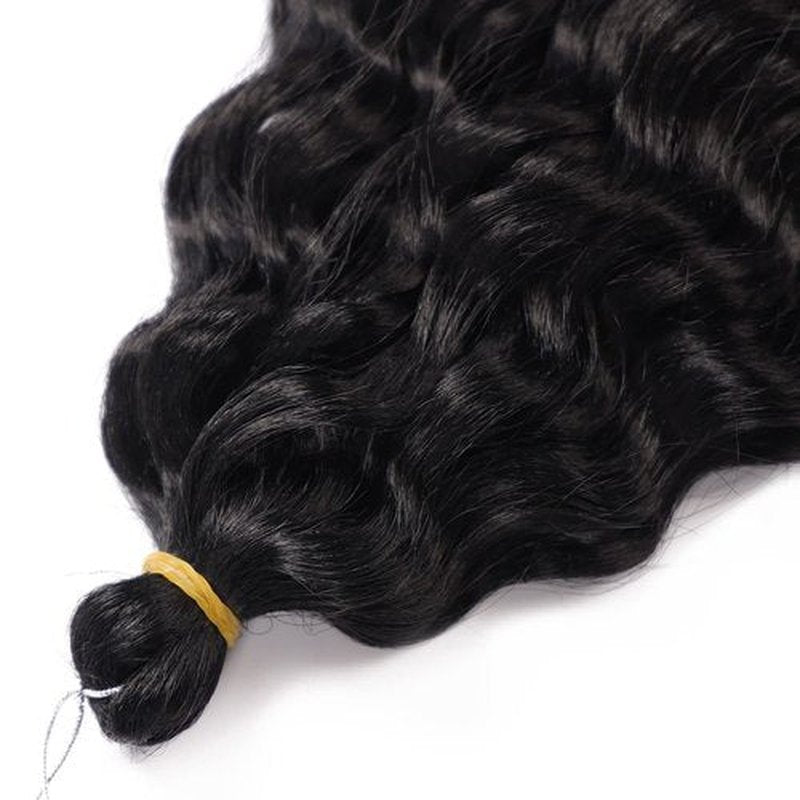 MAYSA Ocean Wave Crochet Hair Extension, 22 inch 6packs Curly Braiding Crochet Hair, Synthetic Crochet Hair Extensions for Women #1B Natural Black