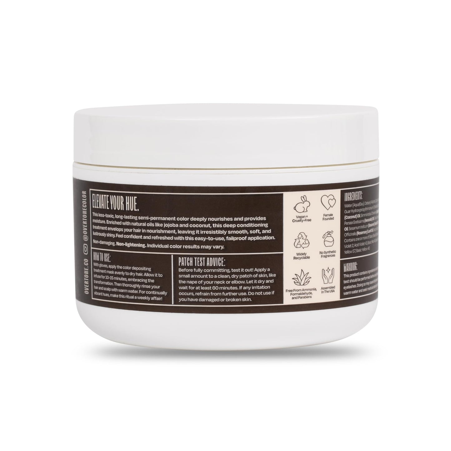 Overtone Color Depositing Semi-Permanent Hair Dye Conditioner - 8 oz For Natural & Color-Treated Hair, Moisturizing Shea Butter & Coconut Oil - Vegan & Cruelty-Free, Espresso Brown