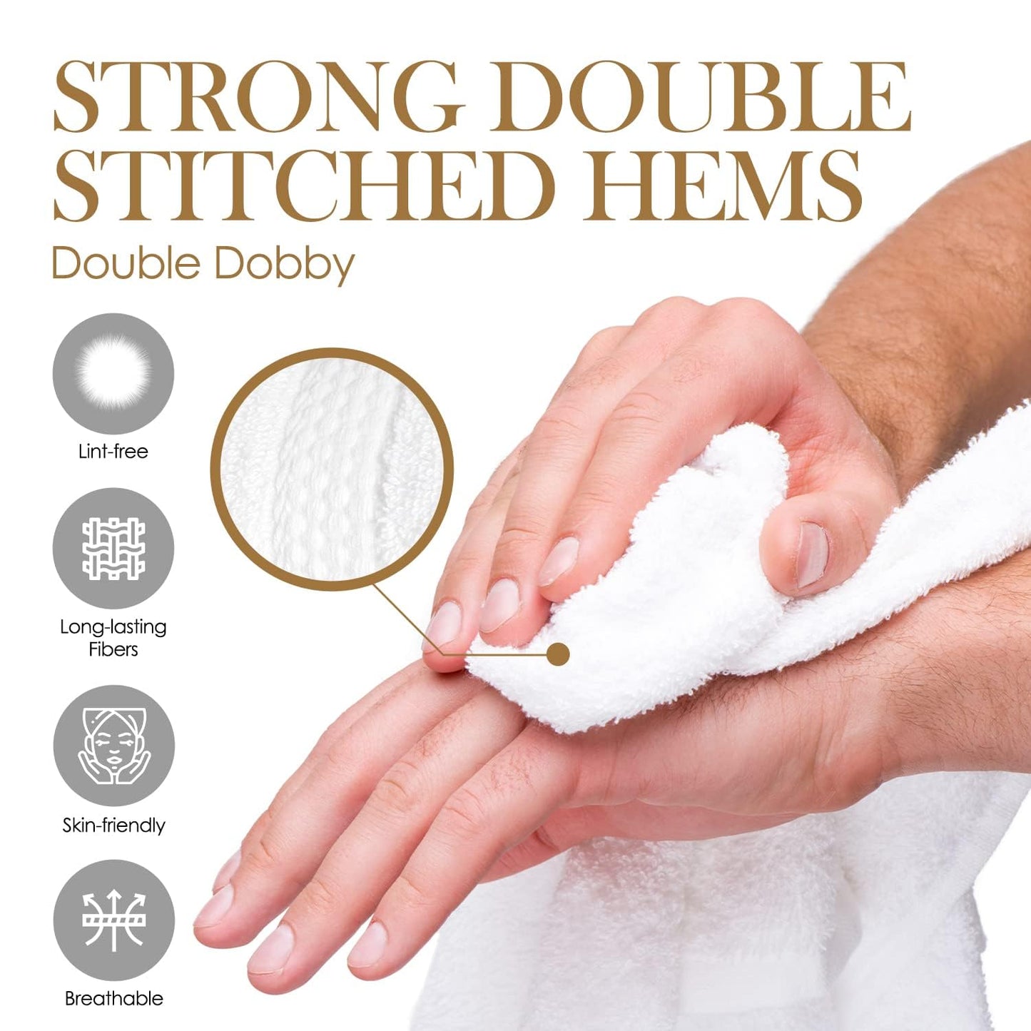 Elaine Karen White Wash Cloths for Your Face - 12 Pack Premium Cotton Washcloths - Hotel & Spa Bathroom Face Towels - 13x13 Face-Cloth