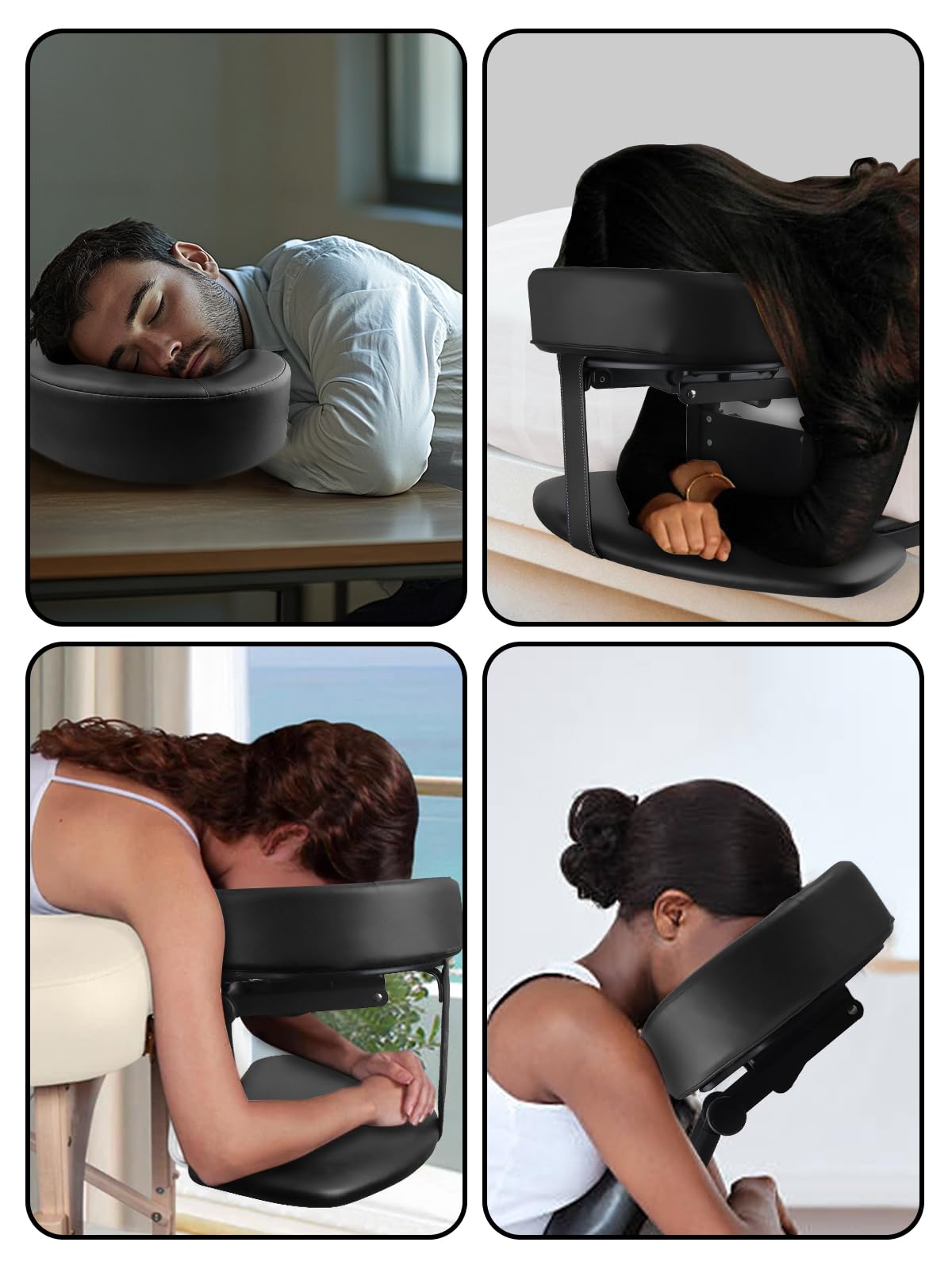 TOROKOM Adjustable Headrest Face Pillow Cradle & Face Cushion Support Bracket, Headrest Face Cushion Face Pillow, Salon Home Mattress Massage Kit (Black)