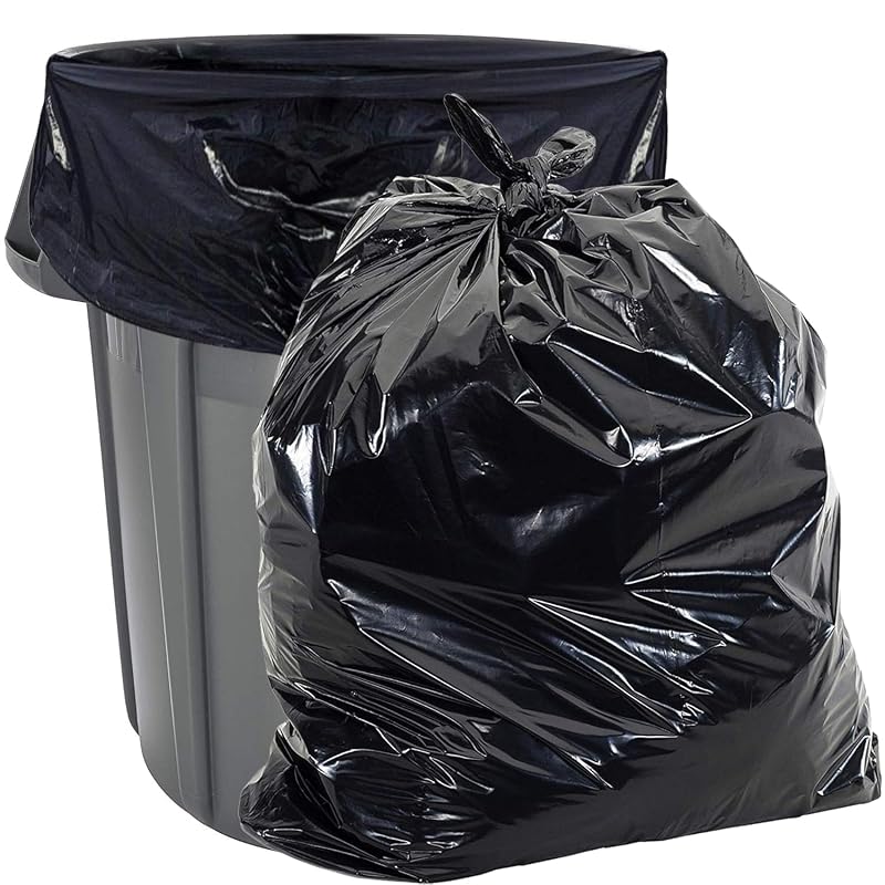 55-60 Gallon Black Heavy Duty Trash Bags, 2 Mil, 38" x 58" - Pack of 100, For Contractor & Outdoor Use (Variation: Trash Bags+1 Count)