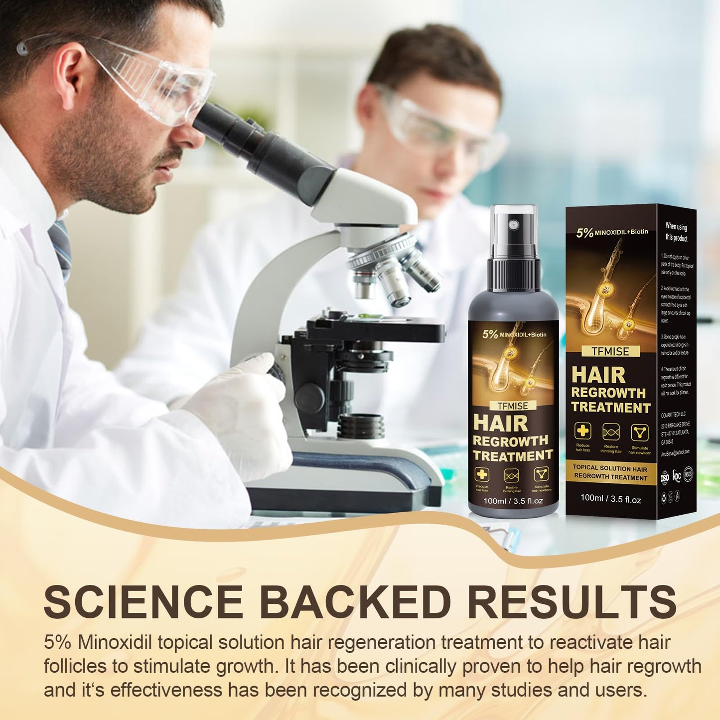 Minoxidil Spray - 5% Minoxidil for Men, Minoxidil for Women Hair Growth Products, Extra Strength Hair Regrowth Devices with Biotin, Help to Stop Loss Hair Unscented Light and non Greasy 3.38 Fl.OZ