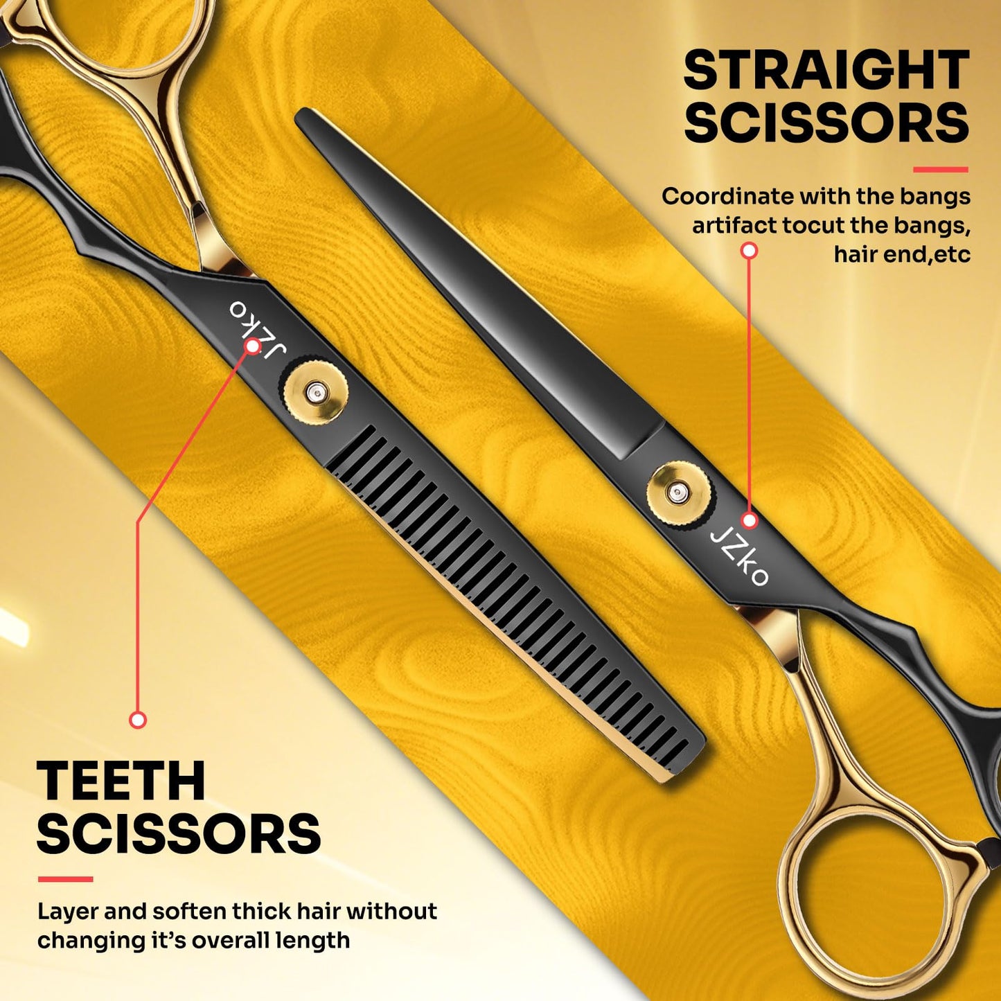 Hair Cutting Scissors Shears Kit, 6.7”Barber Shears, Professional Thinning Shears for Hair Cutting & Haircut Scissors for Barber/Salon/Home/Men/Women/Kids/Adults Shear Sets (Black)
