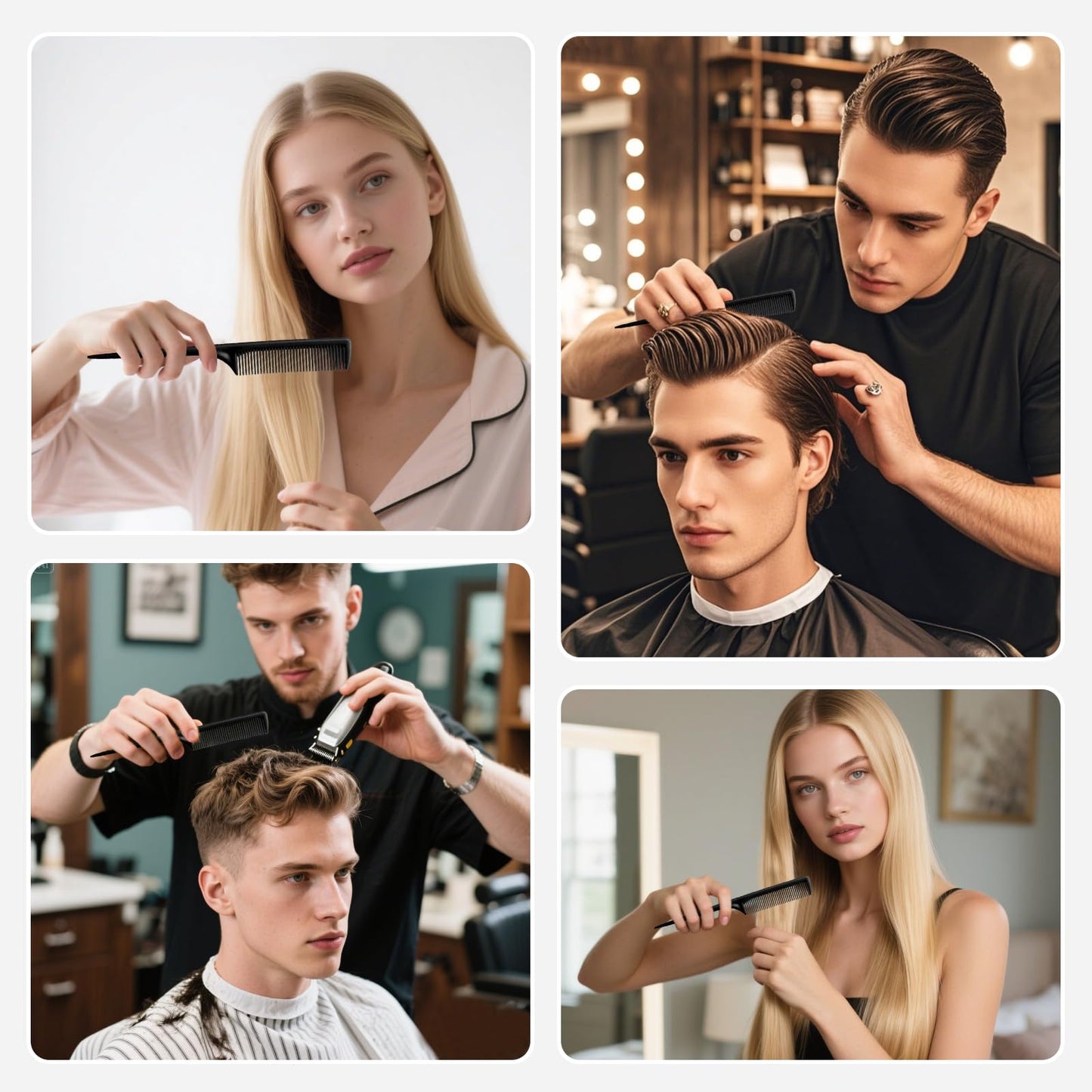 Rat Tail Comb Set-3Pcs Rat Tail Hair Teasing Fine Tooth Combs for Women Girls, Parting &Hair Styling Tools(Black Purple Blue)