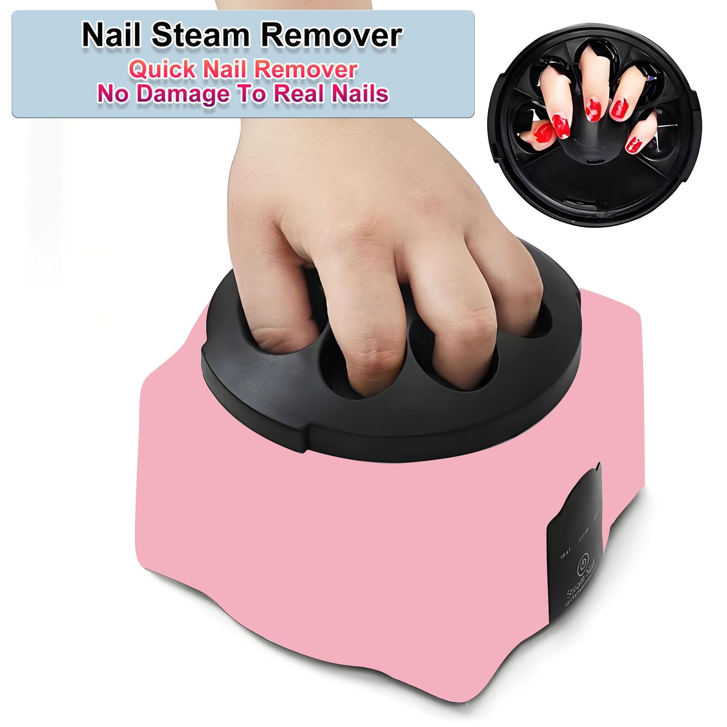 JOJOCOSMO Upgraded Electric Steam Nail Polish Remover Machine, 36 Watt Portable Automatic Gel Nail Polish Remover with UV Varnish Removal for Home and Salon Use, New Pink