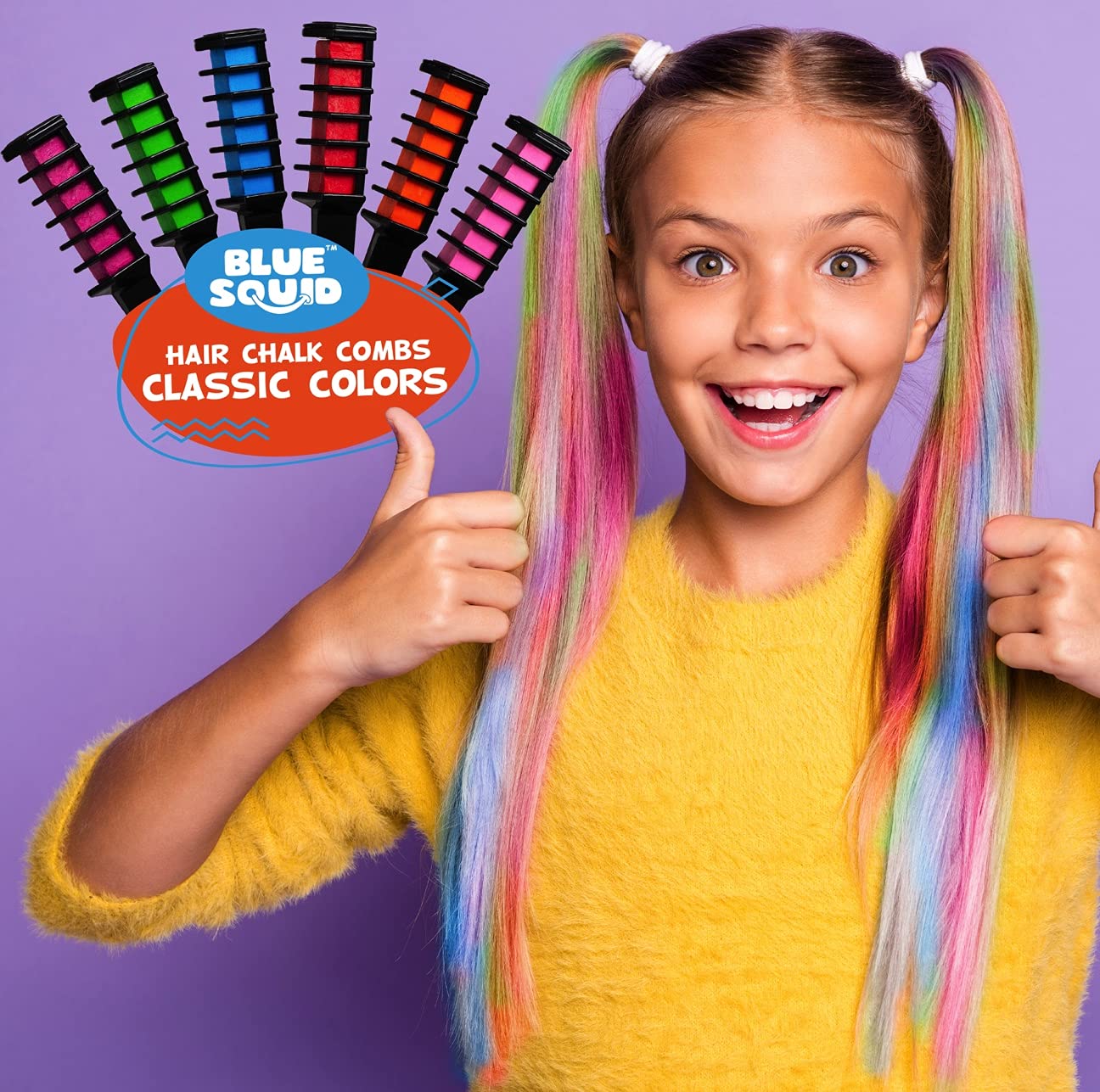 Blue Squid Vibrant Temporary Hair Color Combs for Kids - Washable Hair Dye, Teenage Girls Gifts for Ages 6-12