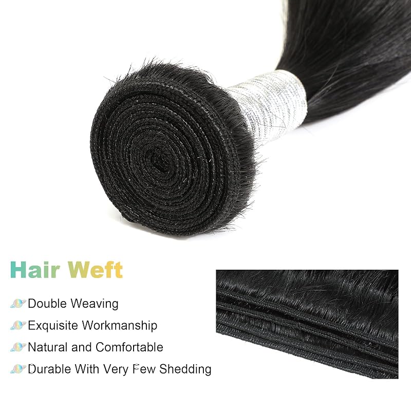 Natural Black 18 Inch Brazilian Virgin Straight Hair Bundle - 1 Bundle, AnJudyReid Variation