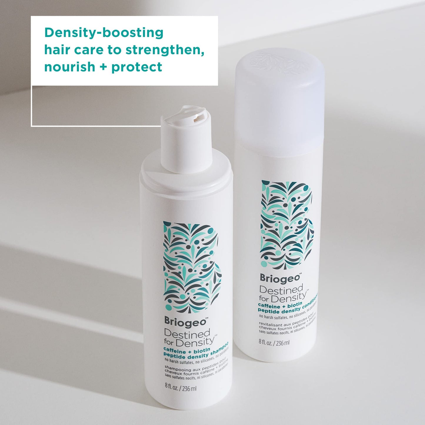 Briogeo Destined For Density Caffeine + Biotin Peptide Density Shampoo, Increases Hair Thickness and Volume for Fine or Thinning Hair, Vegan, Cruelty-Free, 8 fl oz