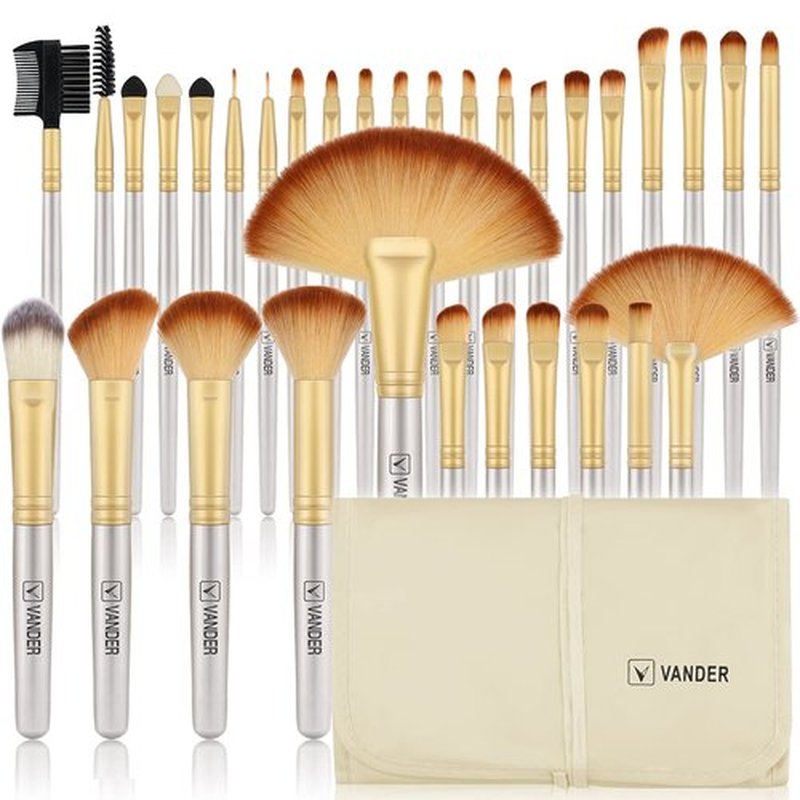 Make up Brushes, VANDER Professional 32pcs Makeup Brush Set, Makeup Brushes Set Foundation Blending Cosmetic Brush Set Kit,Champagne