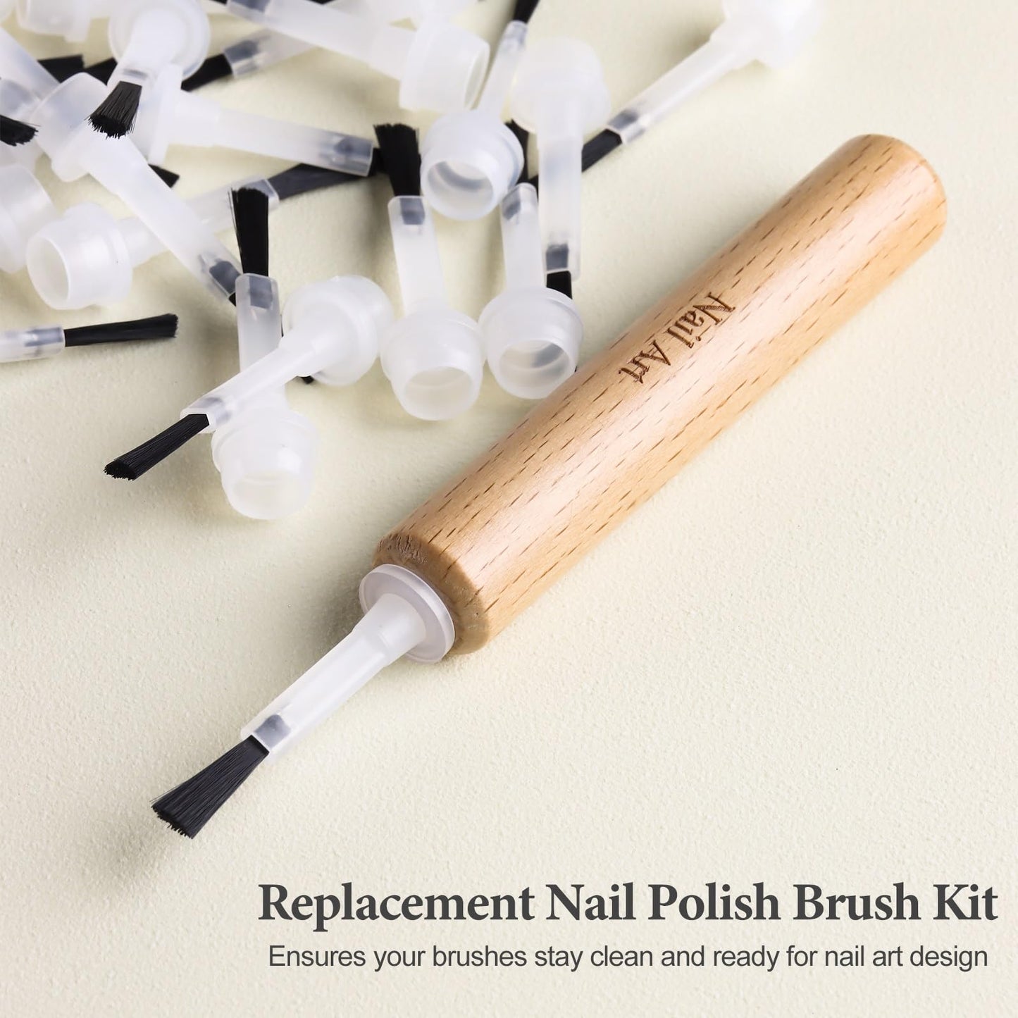 SUTOKAKA Disposable Replacement Nail Polish Brush Kit 30Pcs Dipping Powder Liquid Brushes Soft Bristles with Dual-Ended Wooden Handle for Nail Design Home Salon