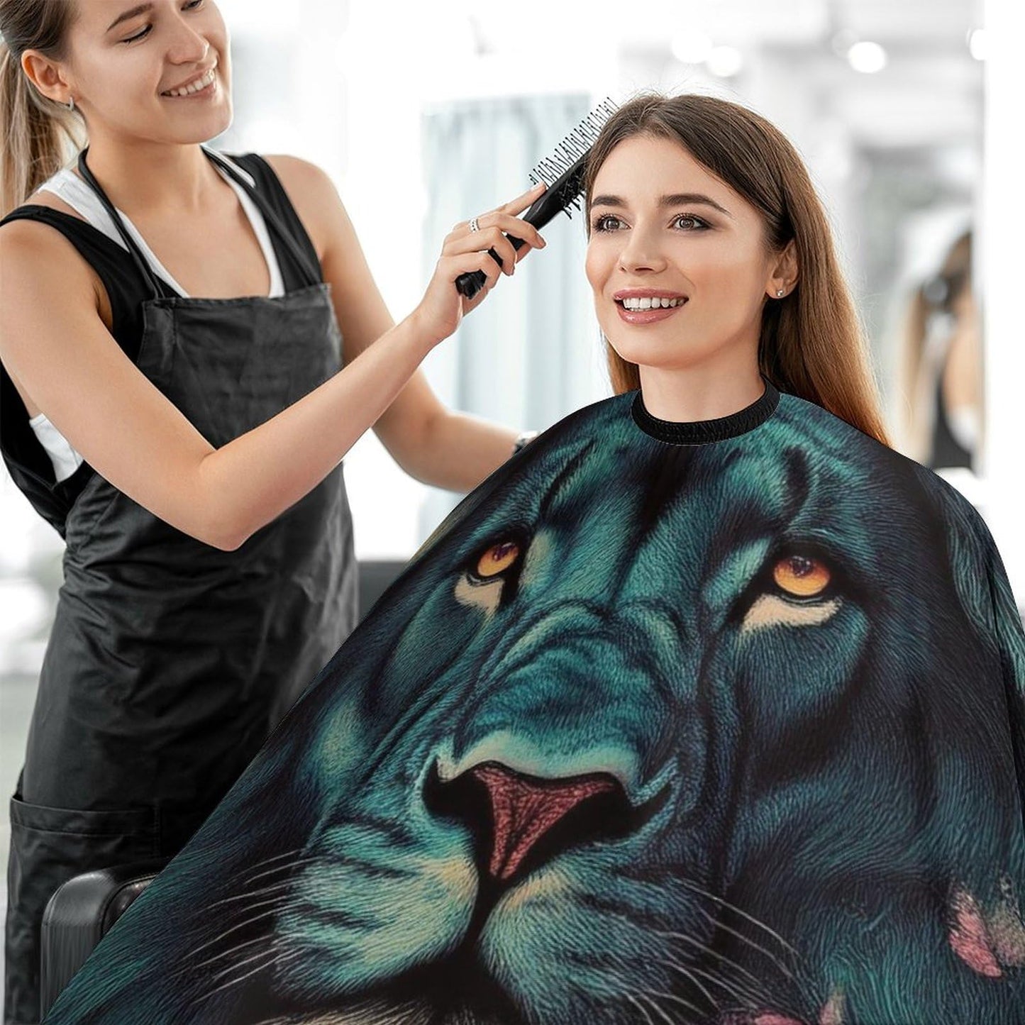 Extra Large Hair Cutting Cape - Lion Pink Floral Dyeing Salon Apron Haircut Gown for Hair Cutting & Styling