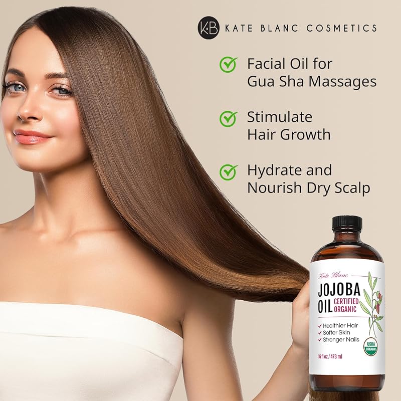 Organic Jojoba Oil for Hair, Skin & Face - 16 Fl Oz with Pump (Variation: 16 Fl Oz, Pack of 1)