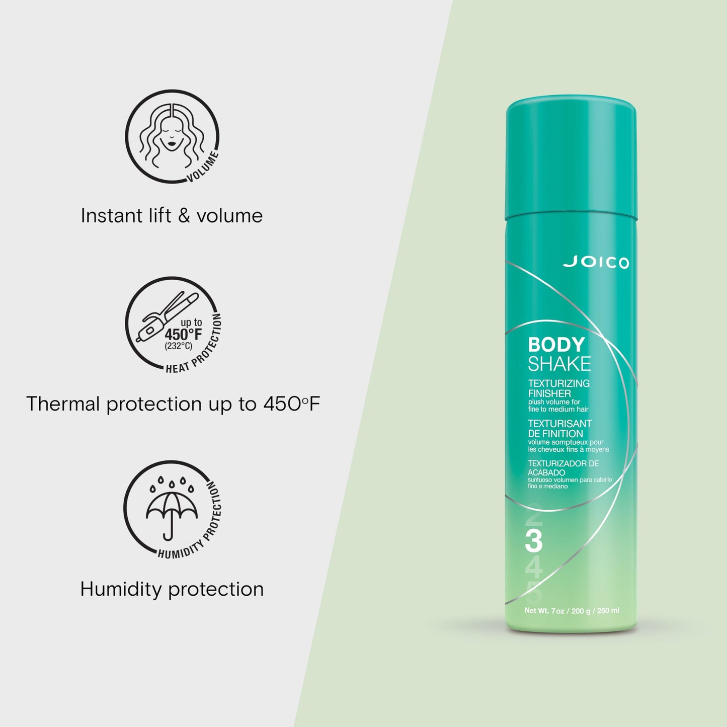 Joico Body Shake Texturizing Finisher | For Fine to Medium Hair | Long-Lasting Volume & Fullness | Thermal Heat, Humidity, Pollution, & UV Protection | Control Frizz & Flyaways | Paraben Free | 250mL