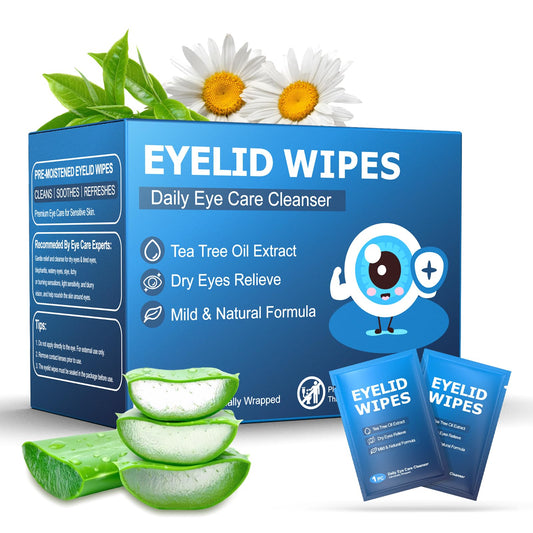 30PCS Eyelid & Lash Wipes for Itchy & Dry Eyes, Tea Tree Oil Eyelid Wipes for Styes & Blepharitis, Daily Eye Cleansing Wipes, Hypoallergenic & Soothing For Sensitive Eyes, Stay Hydrated Lid Wipes