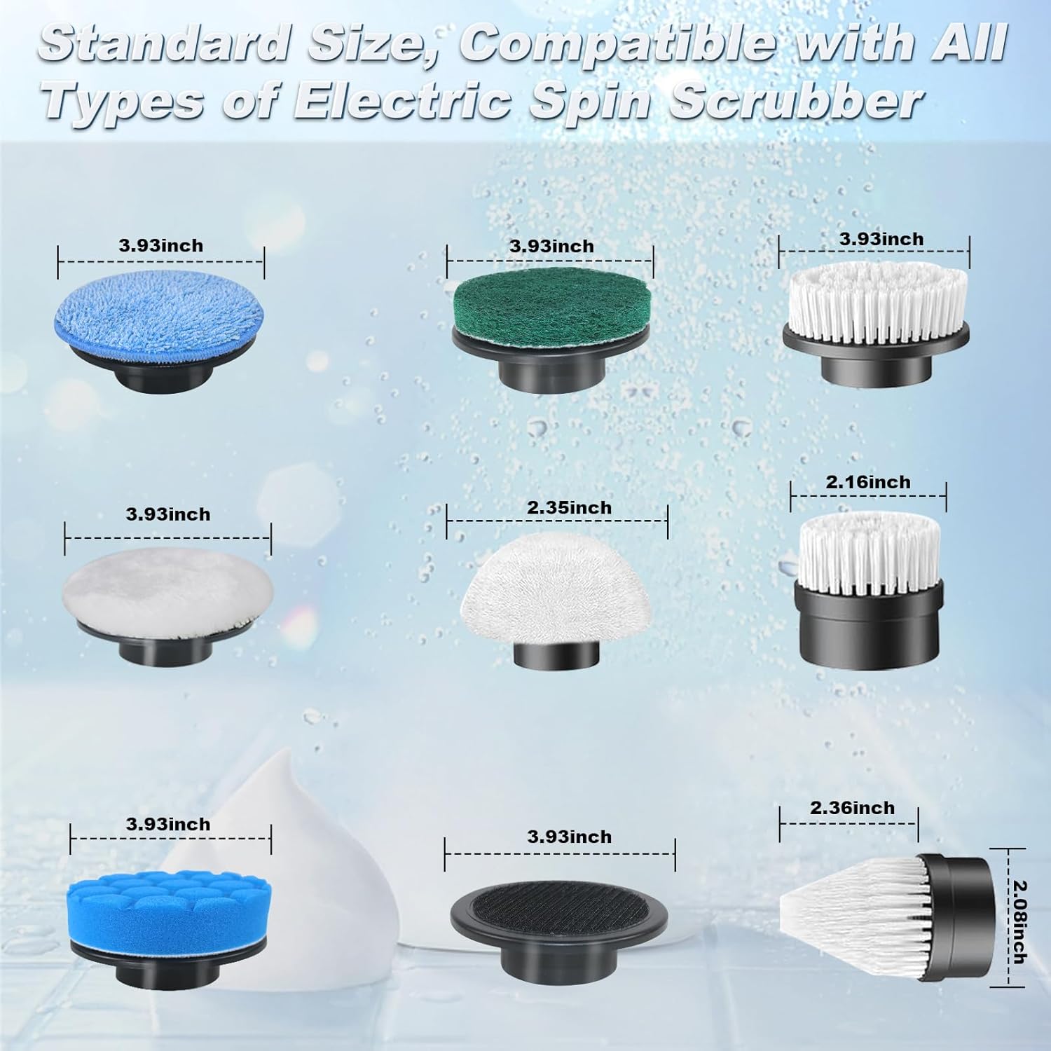 9-Pack Replaceable Brush Heads for Electric Spin Scrubber - Compatible with ANS-8051A & ANS-8050 for Bathroom & Kitchen Cleaning
