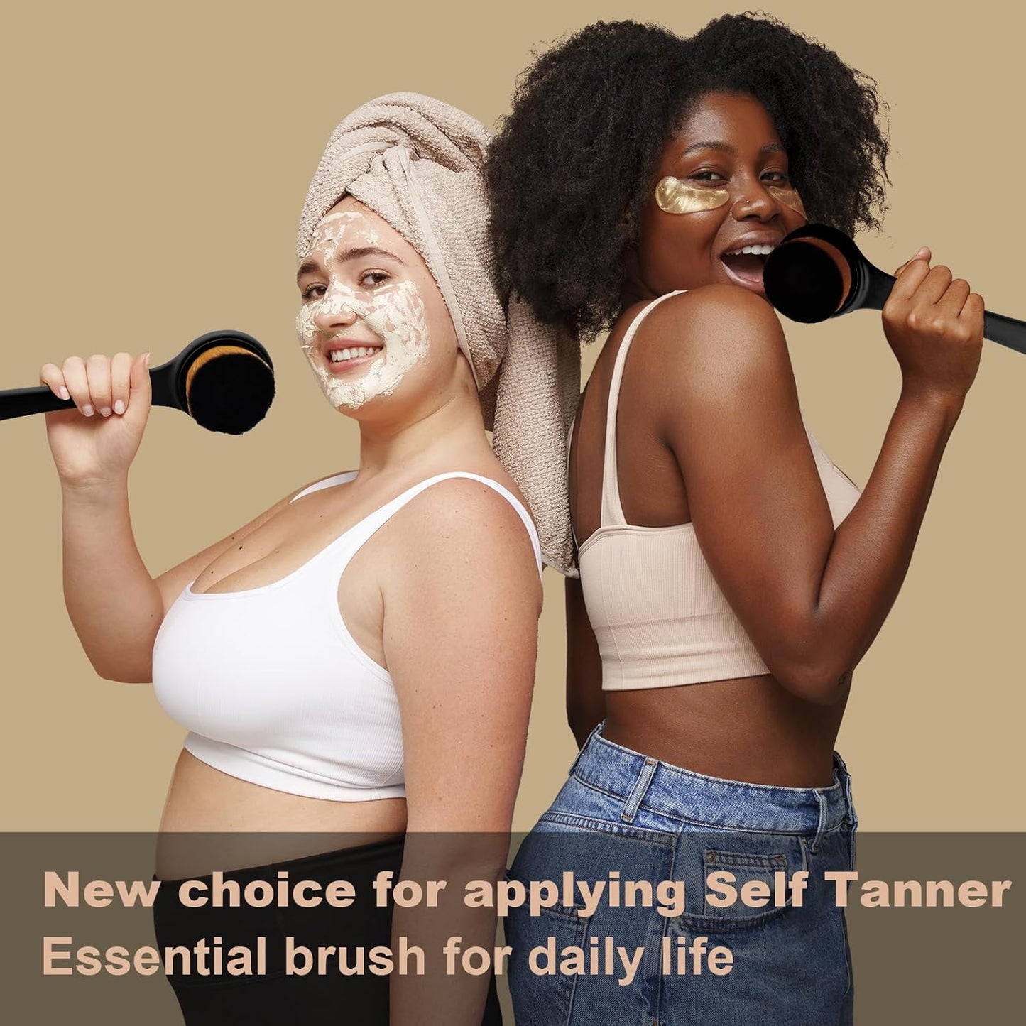 Extra Large Kabuki Brush for Self Tanner & Sunscreen - Wide-Headed Applicator for Even Lotion Application