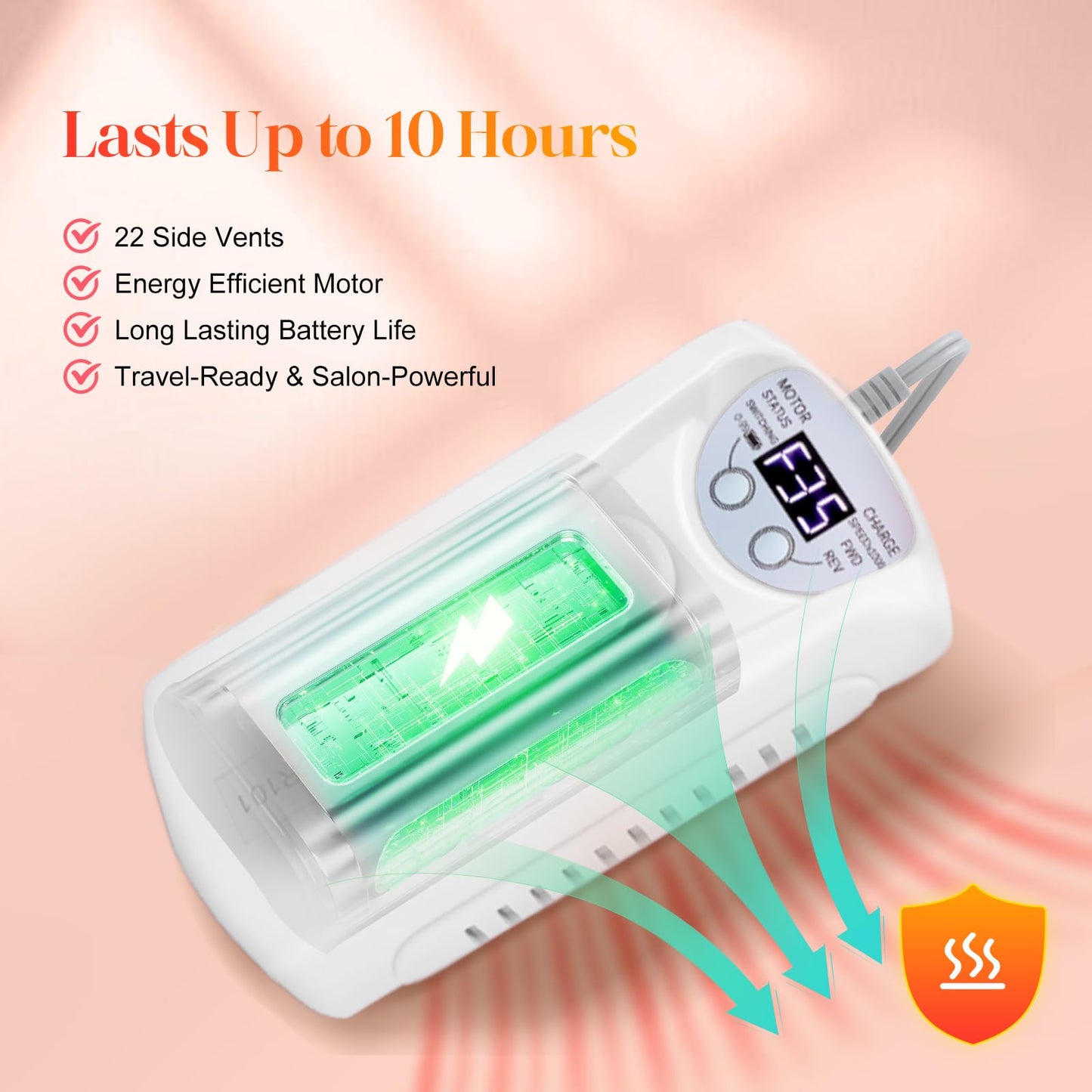 Professional Nail Drill Electric File:COYZU 35000RPM Portable Cordless Nail Drill Machine with Bits, Rechargeable E File for Acrylic & Gel Nails, Manicure & Pedicure Tech Tool for Home Salon, White