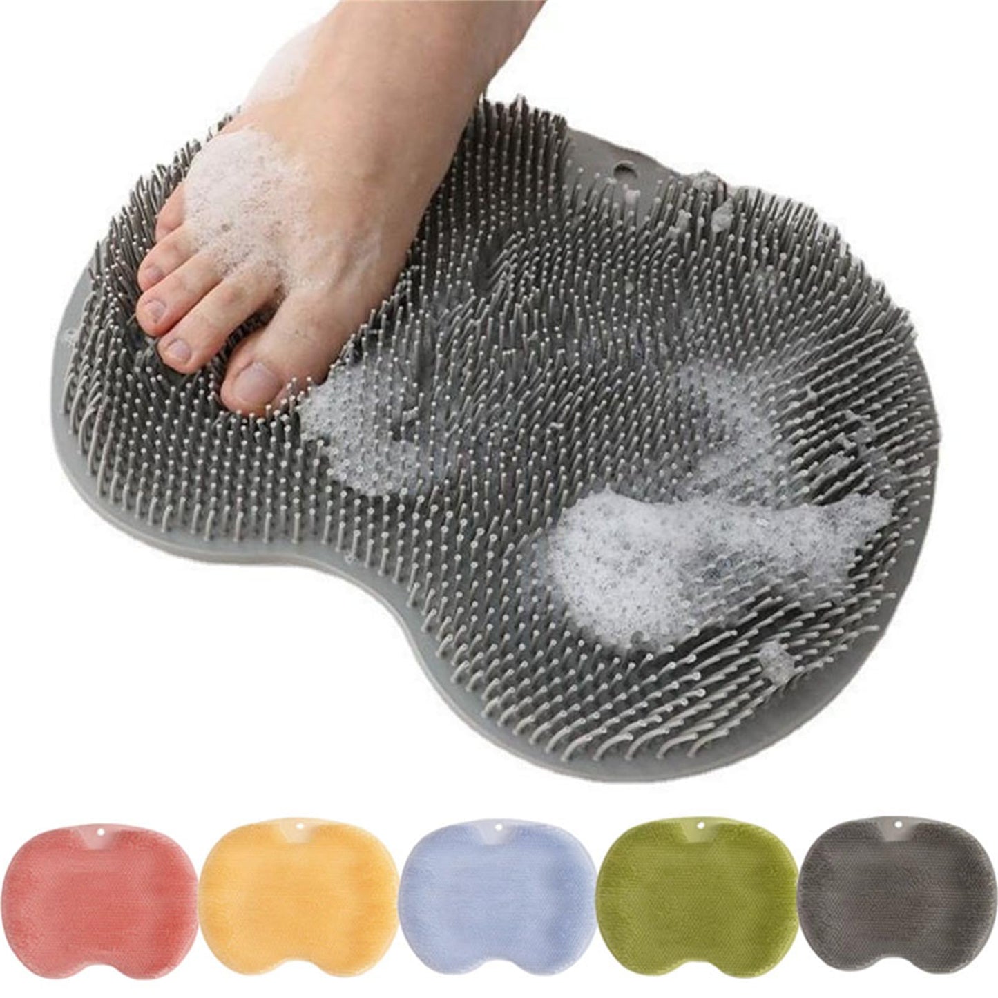 Solespa – Hands-Free Silicone Foot Scrubber Mat, Solespa Foot Scrubber, Non-Slip Suction Cups, Drain Holes, Easy to Clean Mats – Relieves Foot for Shower (Grey)