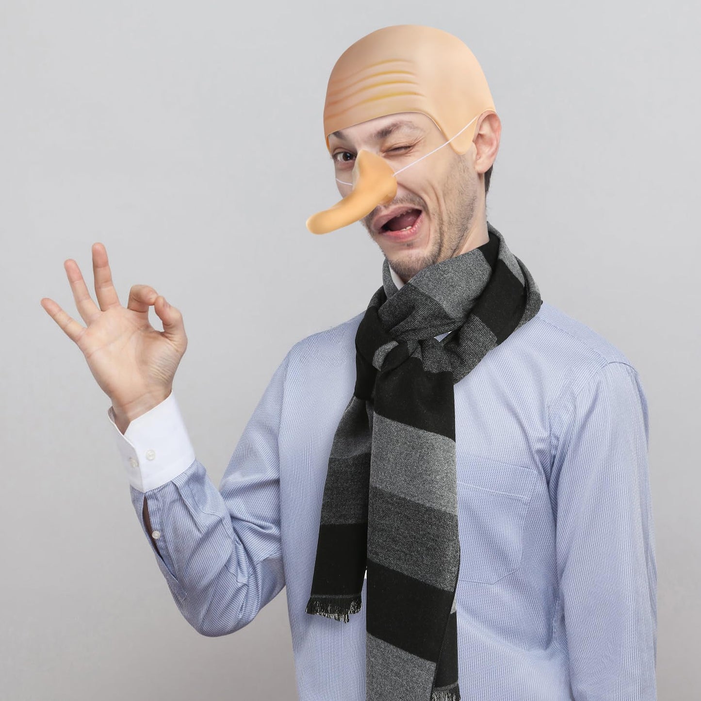 2 PCS Bald Caps Halloween Latex Bald Head Wig Cap Makeup Costume Accessories Adult Cosplay Party Supplies