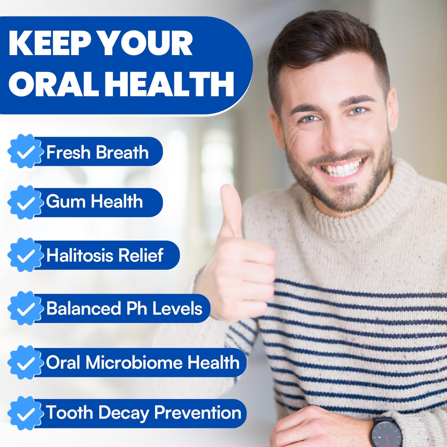 Oral Probiotics, 11 Billion CFU, with M18, A12, Oral Probiotics for Mouth Bad Breath for adults, Dry Mouth, Gum Health & Gum Restore, Chronic Halitosis, Fresh Breath, 60 Lozenges (Mint Flavor)