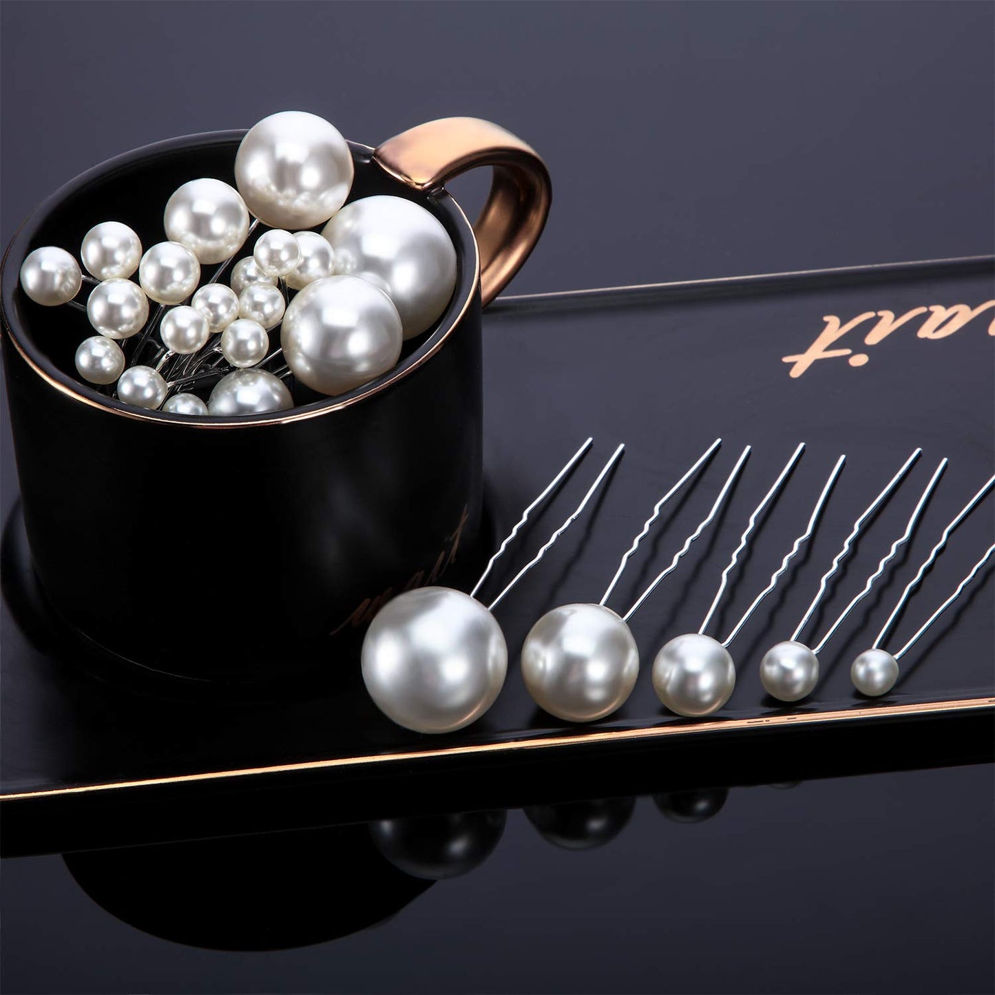 40 Packs Pearl Hair Pins Bridal Wedding White Pearl Hair Accessories Bobby Clips for Brides and Bridesmaids(Mix Size)