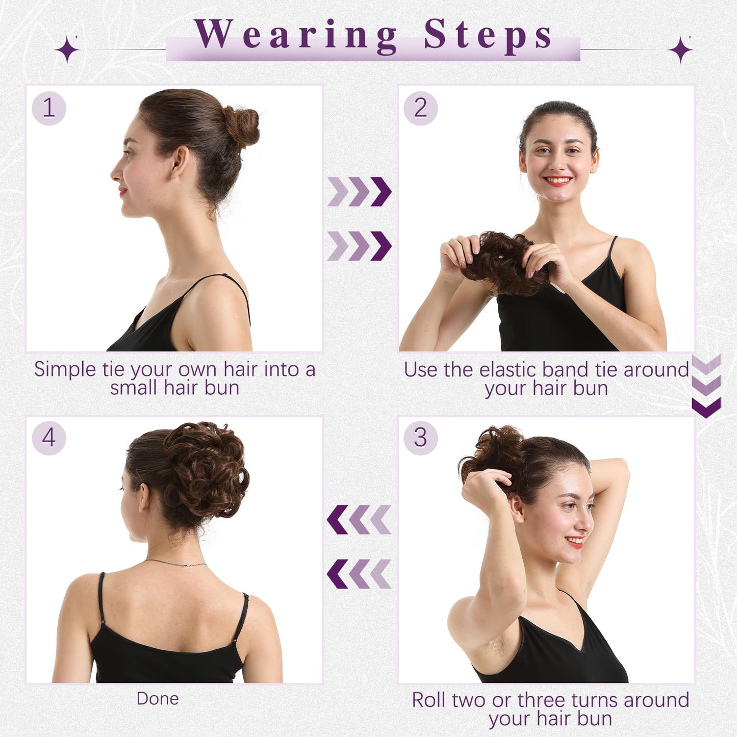 BARSDAR 2 PCS Messy Bun Hair Pieces - Elastic Jet Black Messy Hair Bun Scrunchies Extensions for Women - Synthetic Thick Fluffy Donut Updo Jet Black Chignons Hairpieces Daily