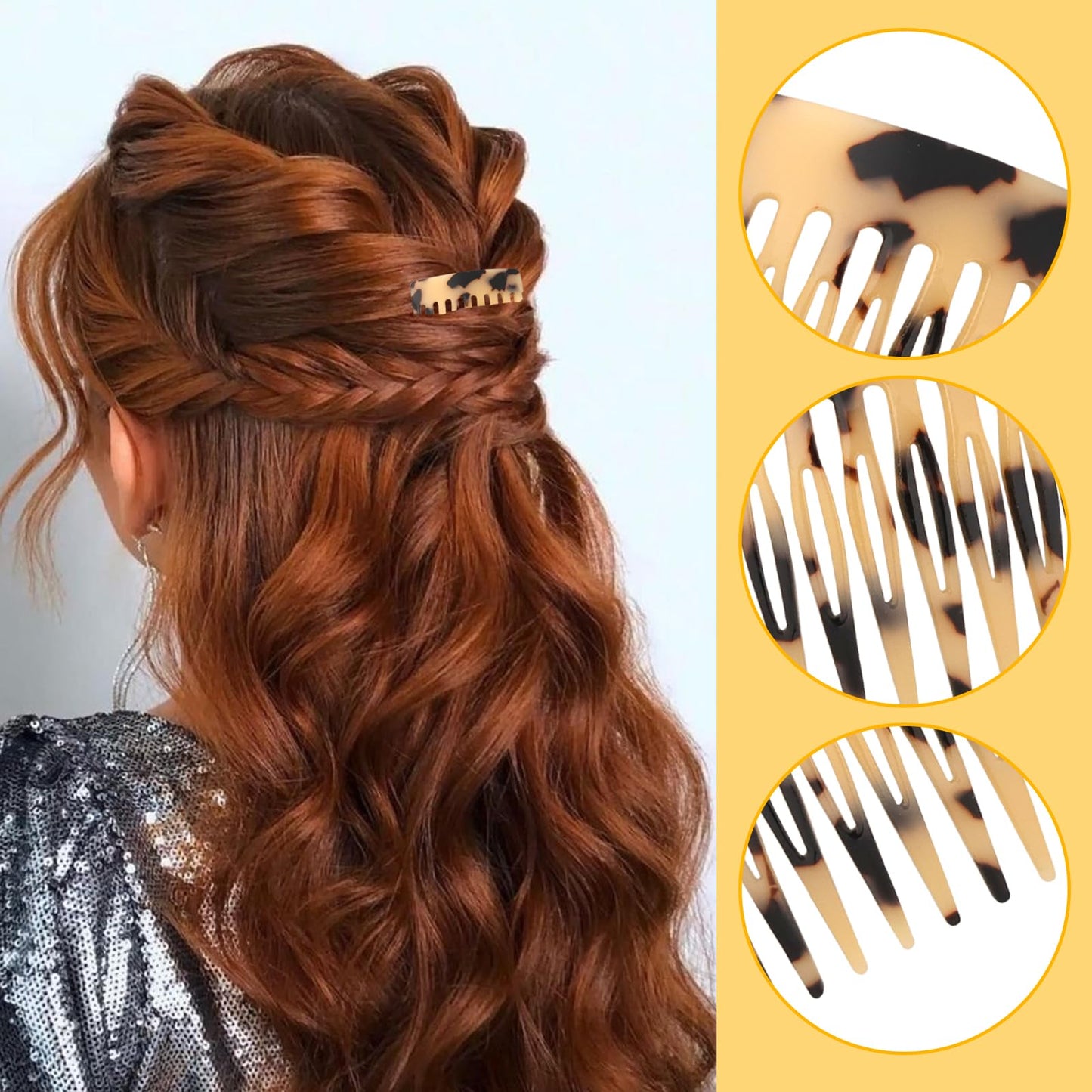 4 Pcs French Hair Side Combs Twist Combs Small Combs for Styling Decorative French Hair Comb for Women Bun Chignon Up-Do Styling Girls Hair Accessories