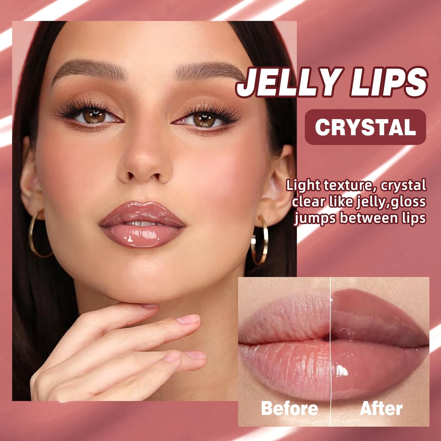 DENESTUP 3 Colors Hydrating Lip Gloss Lip Jam, High Shine Glass Finish Glossy Plumping Nude Colors Lipgloss, Lip Jelly Liquid Lipstick for Women