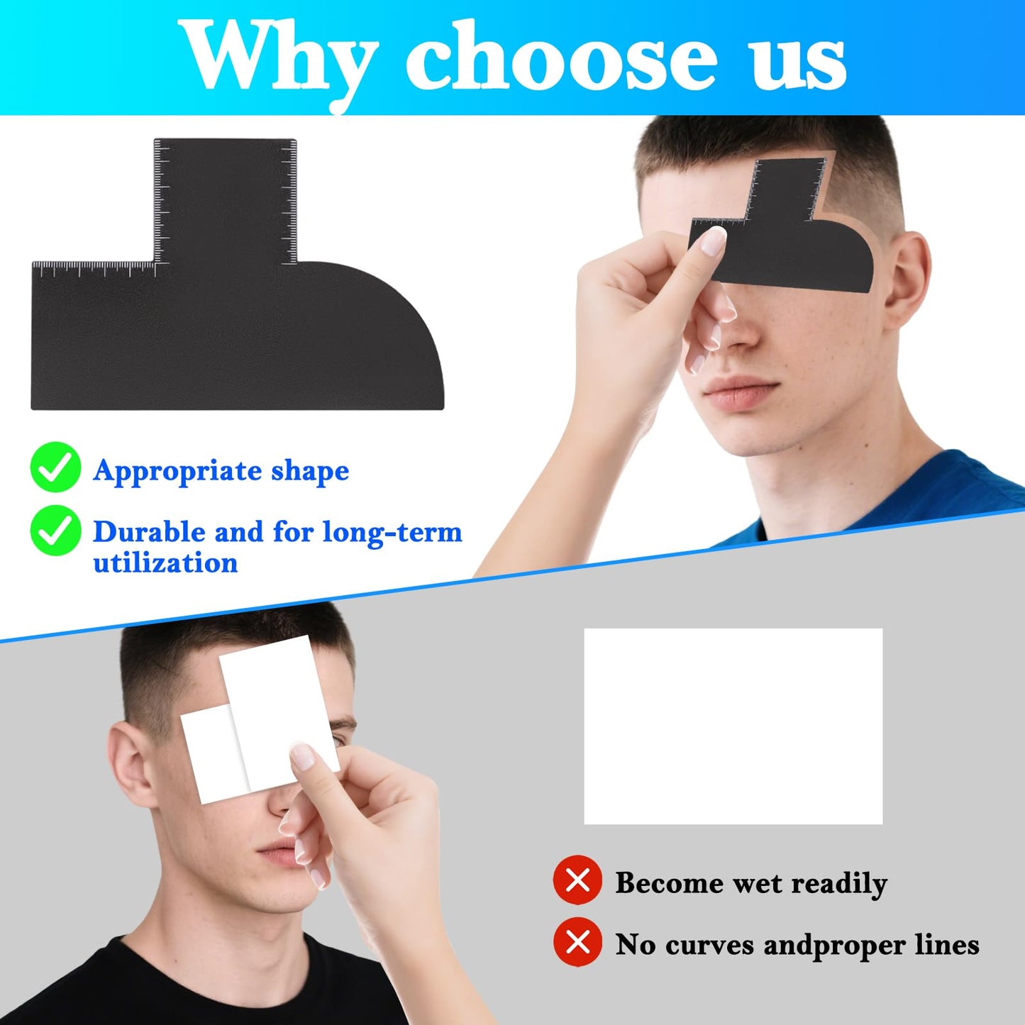 loghohu Enhancement Card for Barbers Hairline Shaping Tool Reusable Enhancement Card Precision Styling Easy to Clean for Men Grooming Home Professional Use (Black)
