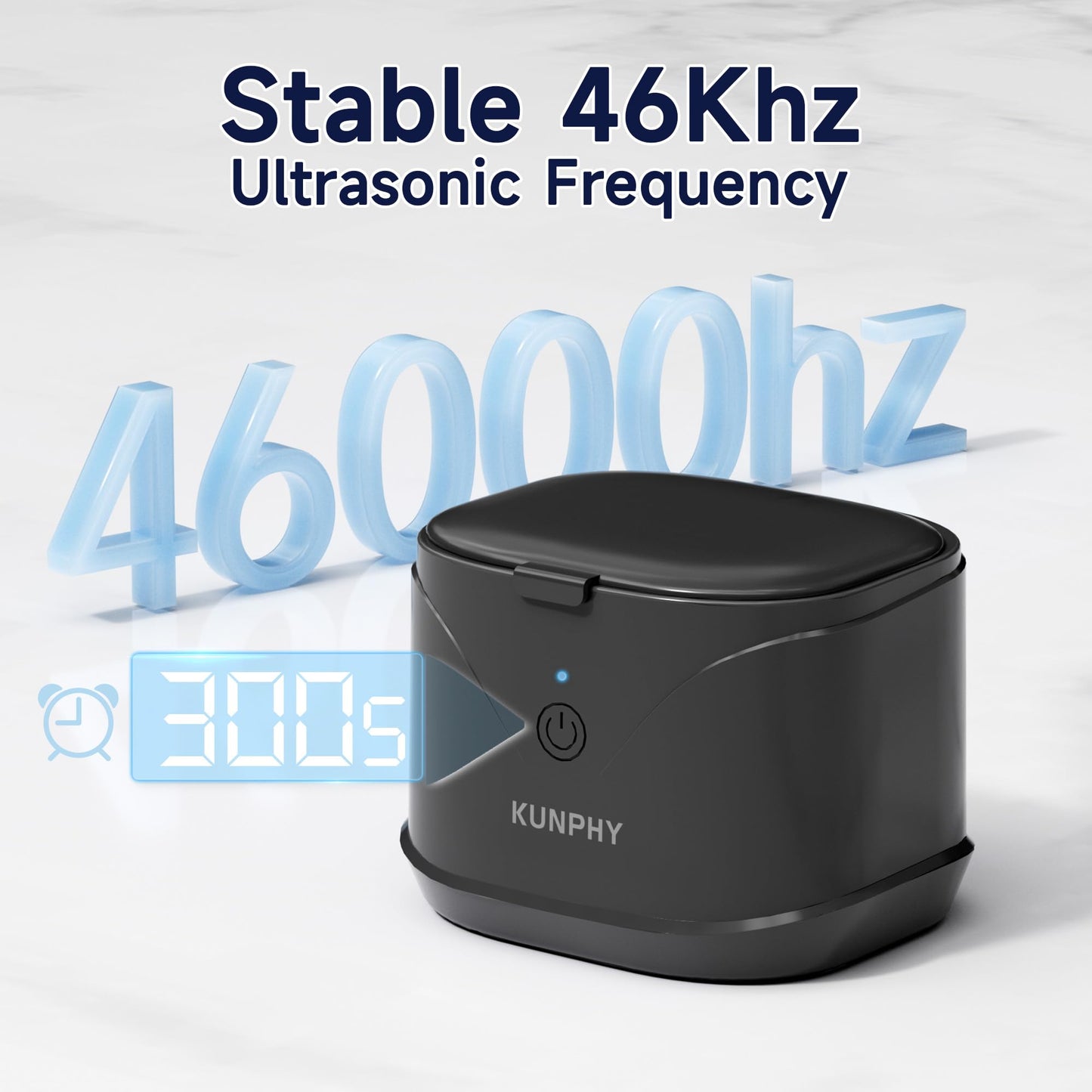 Ultrasonic Retainer Cleaner, KUNPHY 46KHz Professional Ultrasonic Cleaner 7.5Oz, Retainer Cleaner Machine for Dentures, Braces, Aligner, Dental Appliances (Black)