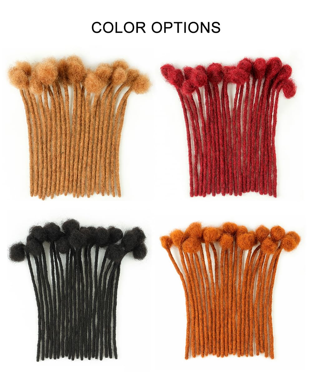 100% Real Human Hair Dreadlock Extensions, ADIASAI 0.4cm Thickness 10 Inch 10 Strands Can Be Dyed and Bleached Full Hand-made Loc Extensions for Men Women Kids 100% Unprocessed Natural Black