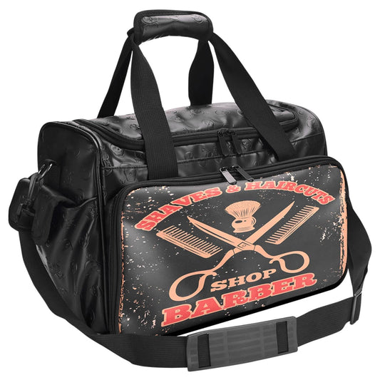 CestoMen PRO Large Capacity Barber Bag - Multi-Pocket Salon Organizer with Protective Lining, Thermal Pockets & Scissor Holder, Waterproof PU Leather for Hair Stylists & Personal Grooming (Black)