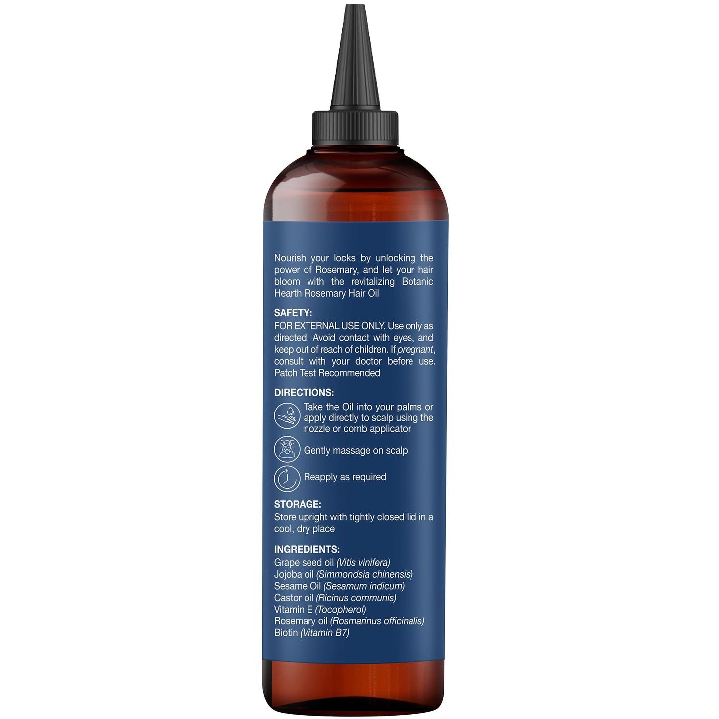 Botanic Hearth 100% Pure Rosemary Oil For Hair Growth (6.7 fl oz) Infused With Biotin, Jojoba & castor Oil | Nourishing & Volumizing | Non GMO Verified