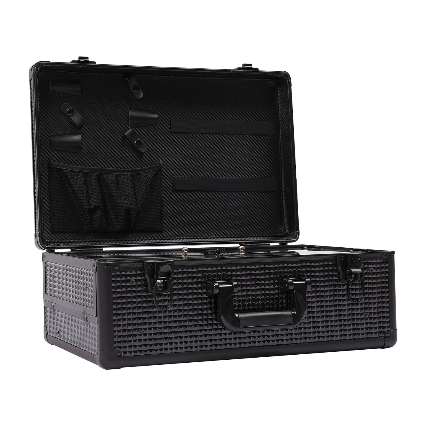 LyeXD Beauty Professional Barber Case, Portable Travel Barber Carry Case with Lock for Clippers, Scissors, Combs & More, Aluminum Storage Travel Case with Lock