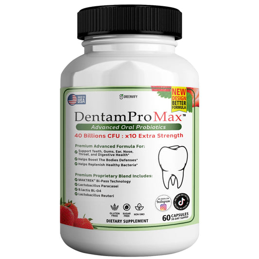 GREENVIFY DentamPro Max for Gums and Teeth Health & Fresh Breath - 40 Billion CFU Advanced Oral Probiotics for Mouth Bad Breath, Capsule Supplement (1)