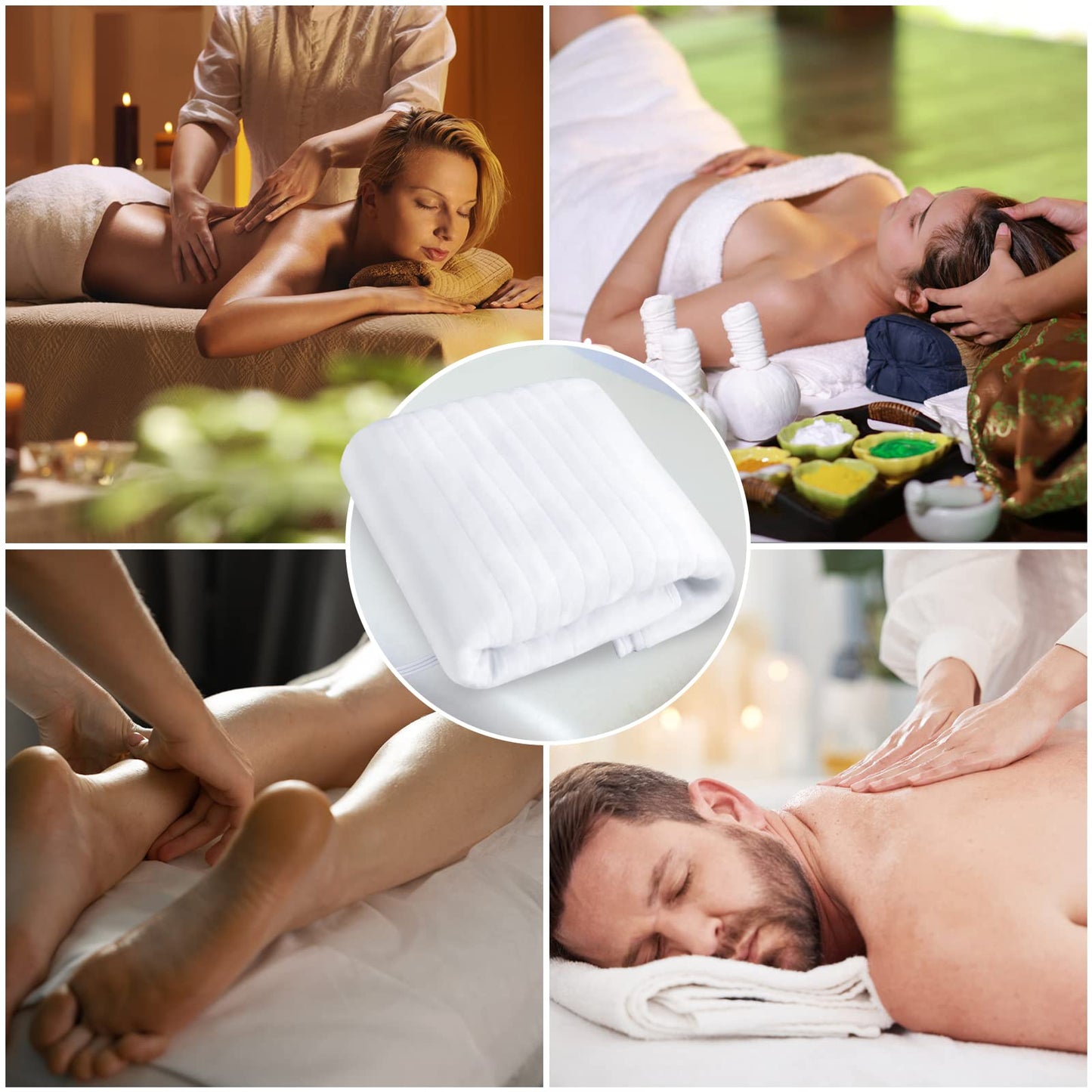 Massage Table Warmer Pads 9 Heat Settings Electric Heating Pad (72.8" x 30"), Digital Heat Control Pad, Heated Mattress Pad w/Overheat Protection for Massage Bed & Spa,White Bed Warmer