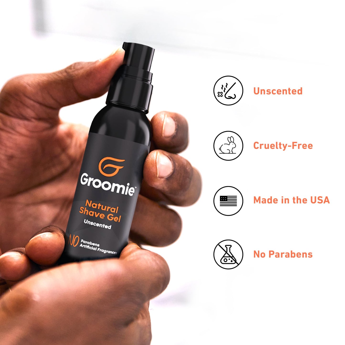 Groomie Natural Shave Gel - Aftershave Gel for Delicate Skin, Unscented Elegance for Silky-smooth Outcomes. For All Genders, Hydrate, Elevate Your Shaving Routine with Comfort, 60ml
